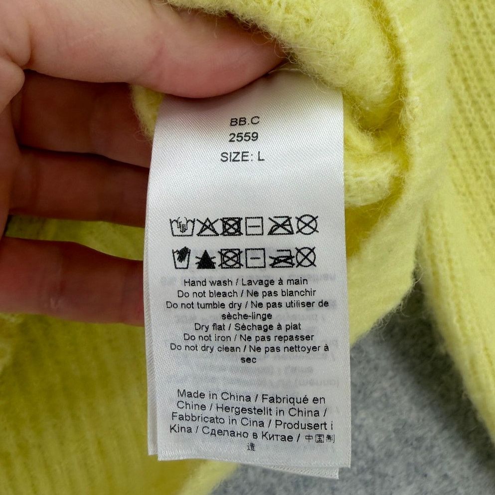 Ganni GANNI Elfin Yellow Jewel Button-Front Alpaca Wool Cardigan Size L / US 10 / IT 46 - 7 Thumbnail