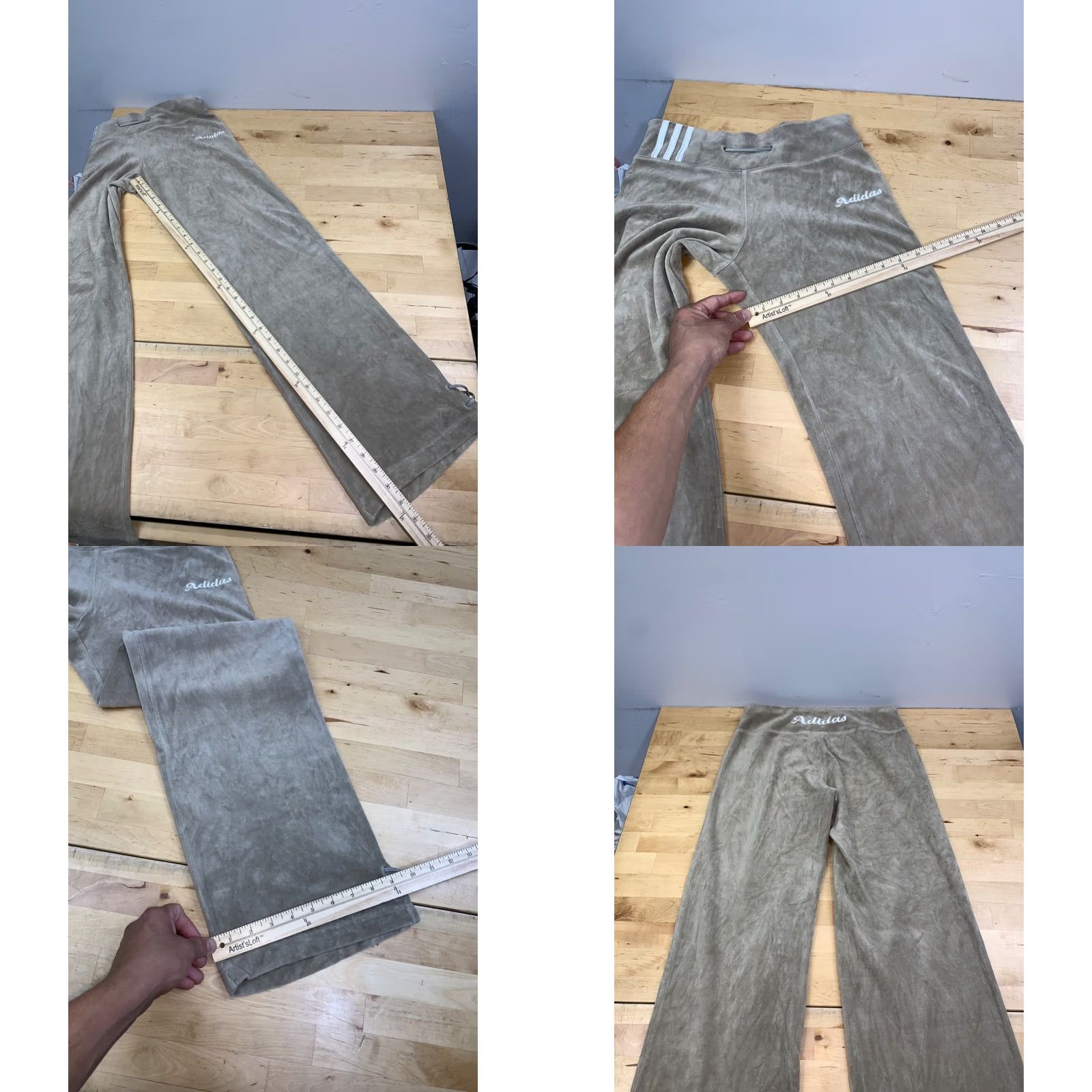 Adidas VINTAGE adidas Velour Track Pants Women S Tan Y2K Baggy 13137 Size 28" / US 6 / IT 42 - 8 Thumbnail