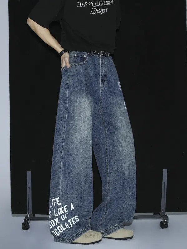 Japanese Brand Loose straight leg hip-hop printed jeans Size US 32 / EU 48 - 2 Thumbnail