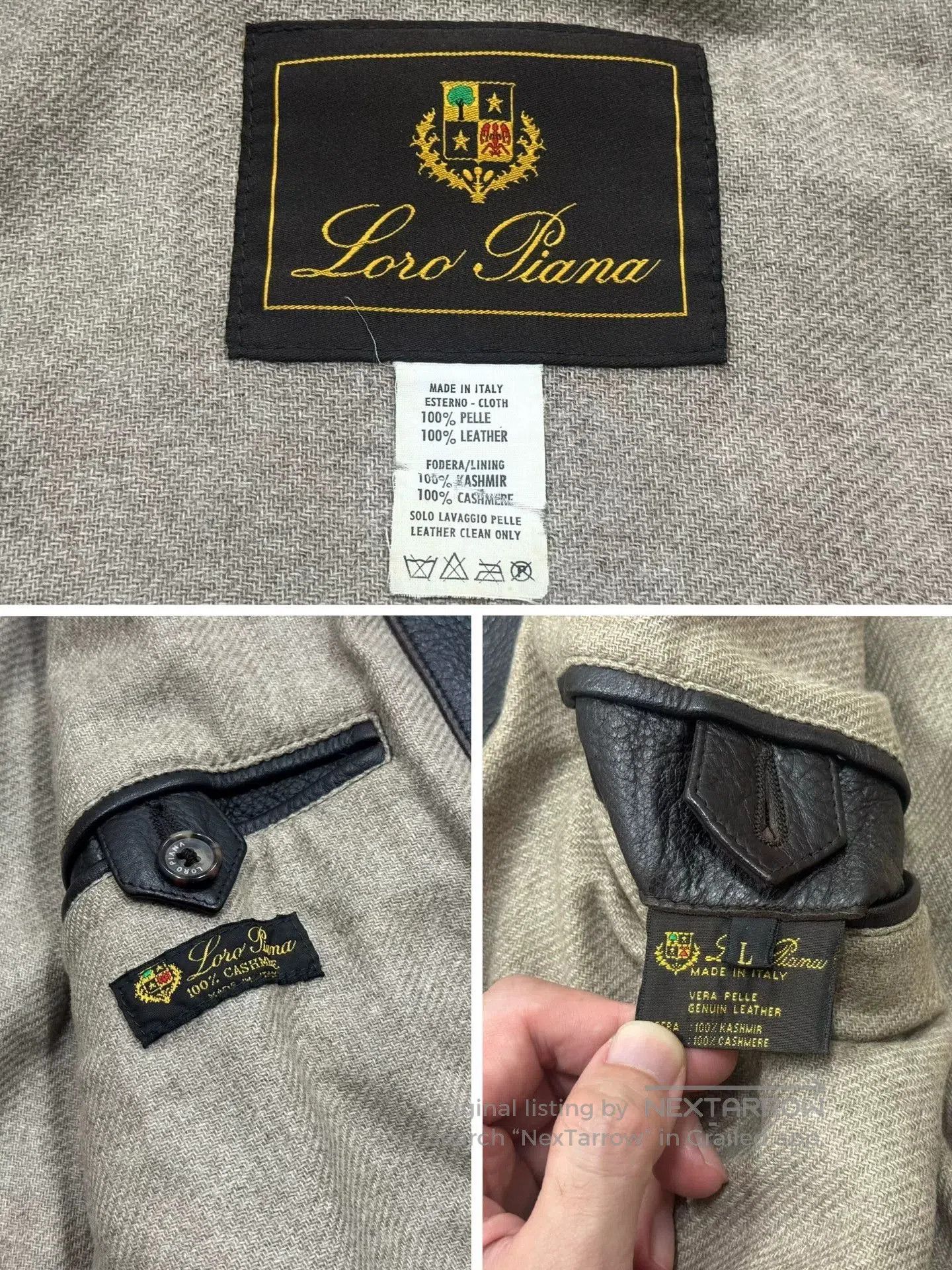 Loro Piana luxurious dark leather jacket with cashmere lining. Size US L / EU 52-54 / 3 - 9 Thumbnail