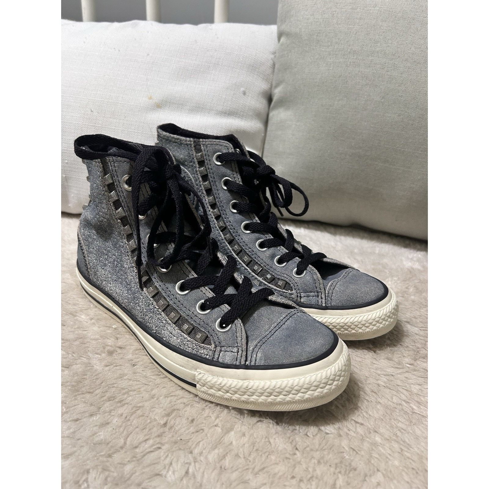 Converse Converse Womens High Top Studded Suede Denim Sneakers Size 7 Size US 7 / IT 37 - 1 Thumbnail