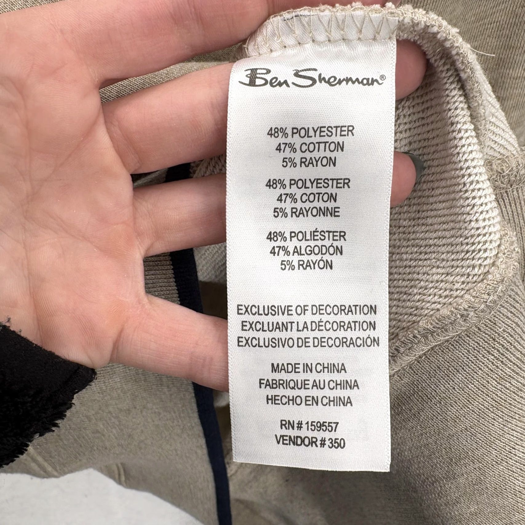 Ben Sherman Ben Sherman Sweatshirt Mens XL Oatmeal Heather Colorblock Stripe Crewneck Fleece Size US XL / EU 56 / 4 - 7 Thumbnail