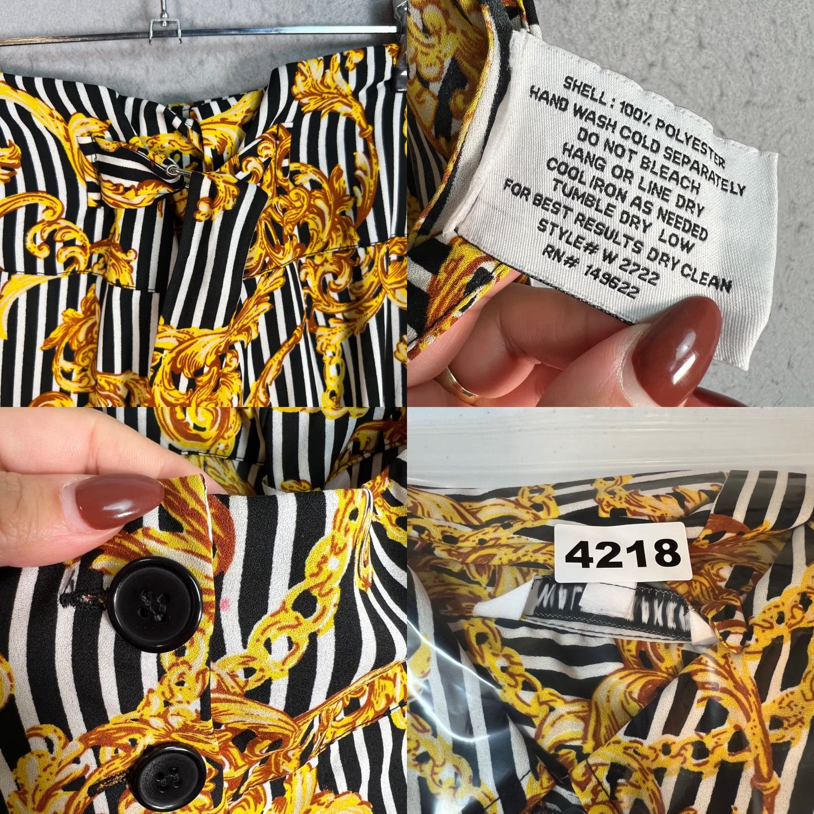 Vintage VINTAGE Walter Baker Striped & Chain Print Button-Up Shirt & Wide Leg Pants Set M / 10 Womens Outfit/Set Size M / US 6-8 / IT 42-44 - 10 Thumbnail