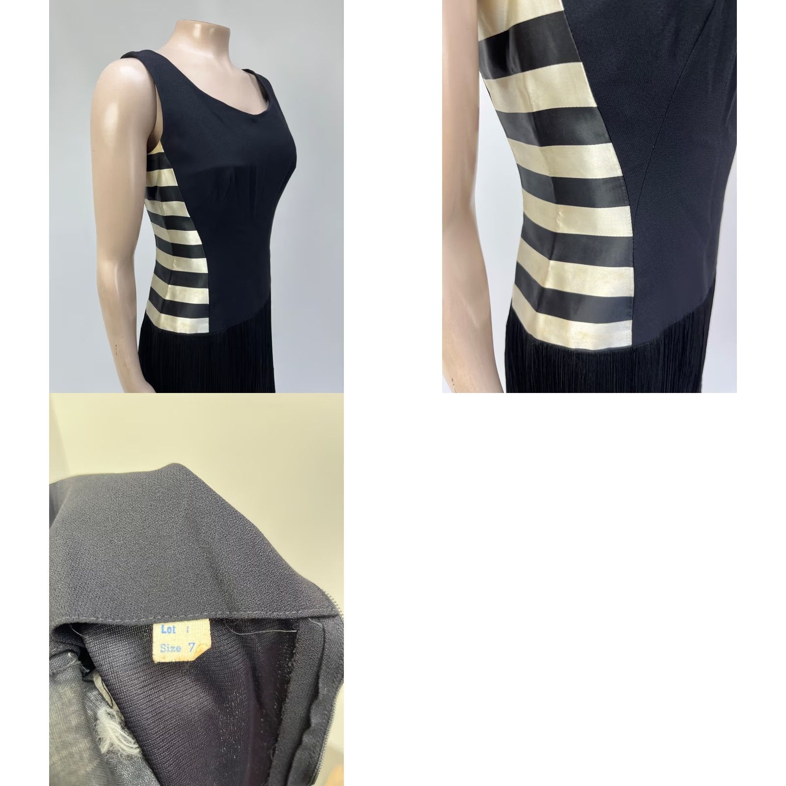 Vintage VINTAGE Unbranded Dress Fringe Black Stripe Eveningwear Ball Gown 1980s XS Womens Party Size 4XL / US 24-26 - 8 Thumbnail