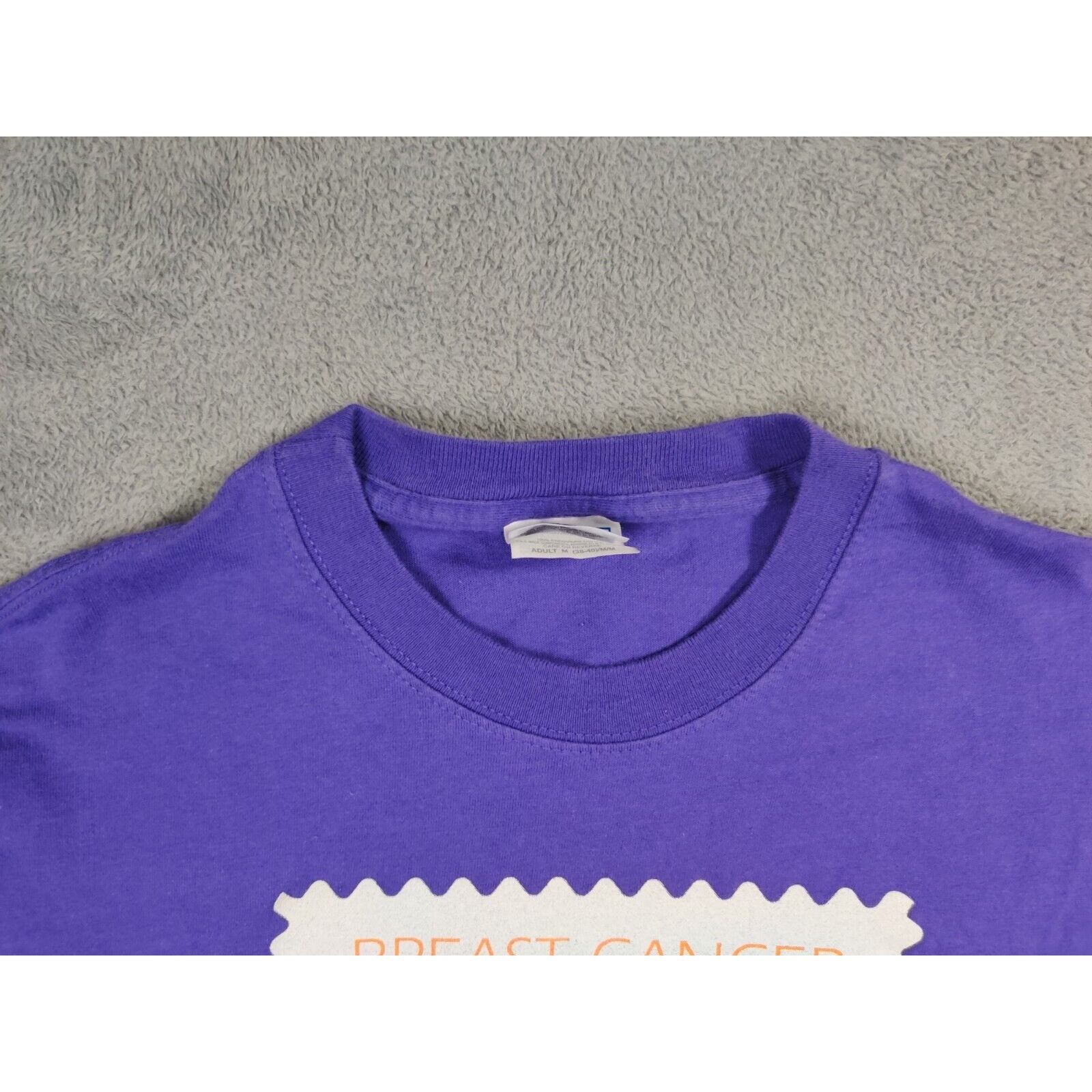 Hanes Breast Cancer Shirt Adult Mens Medium Purple Fund The Fight Size US M / EU 48-50 / 2 - 6 Thumbnail