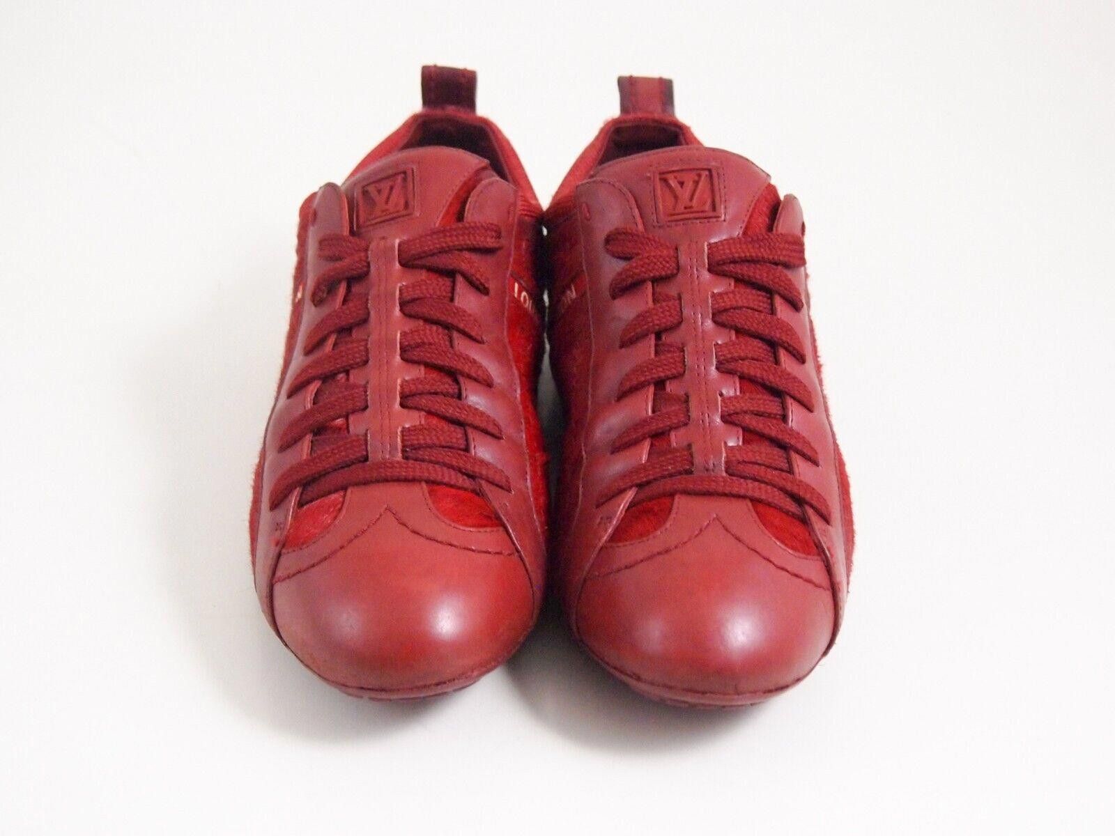 Louis Vuitton LV Louis Vuitton Low Top Sneaker Red Calf Hair EU 37 US 7 Size US 7 / IT 37 - 3 Thumbnail