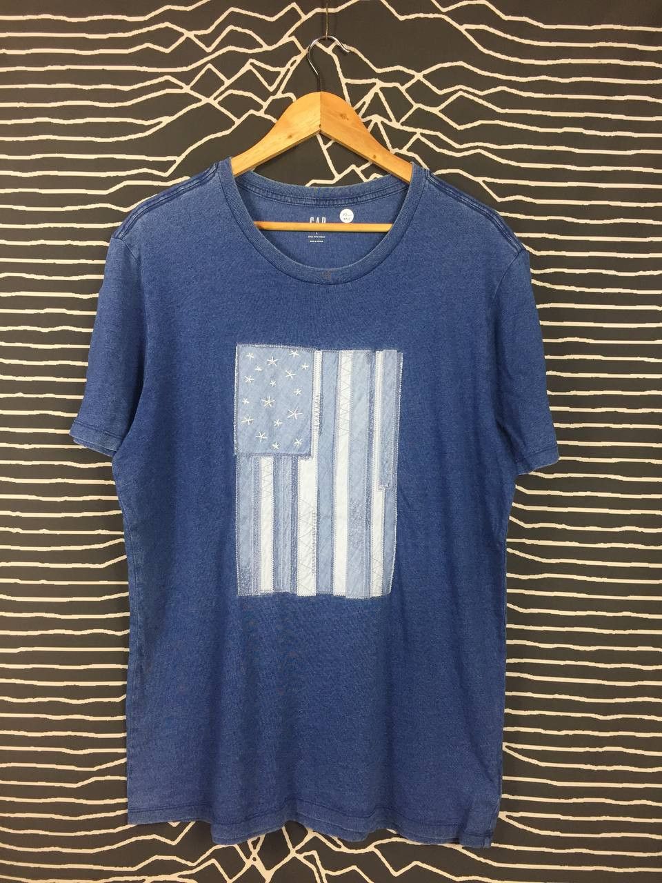 Gap × Vintage GAP Dyed With Indigo American Flag Patched Tee Size US L / EU 52-54 / 3 - 2 Thumbnail
