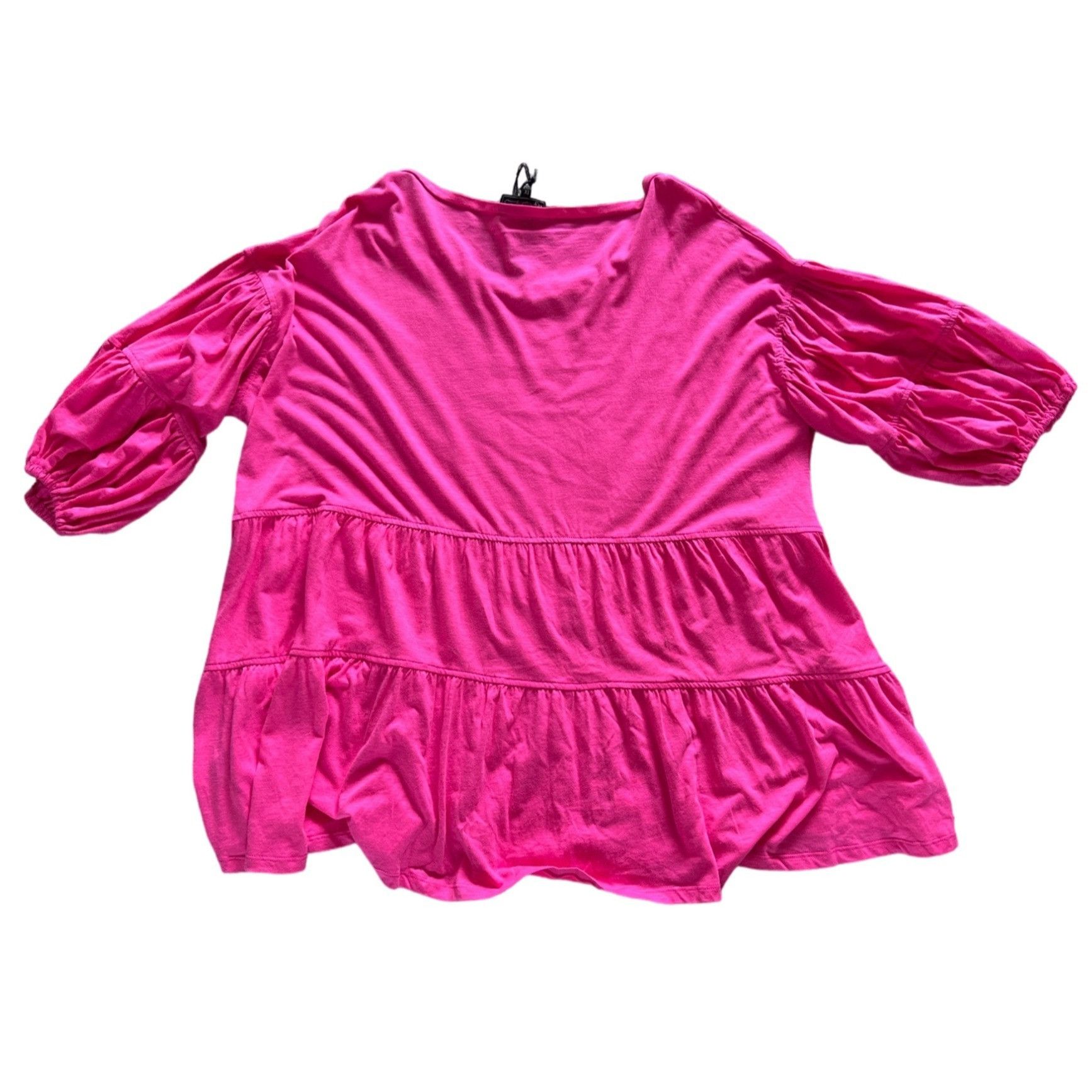 Designer Ruth Graham Womens 1X Pink Peasant Blouse With Puff Sleeves Size XL / US 12-14 / IT 48-50 - 4 Thumbnail