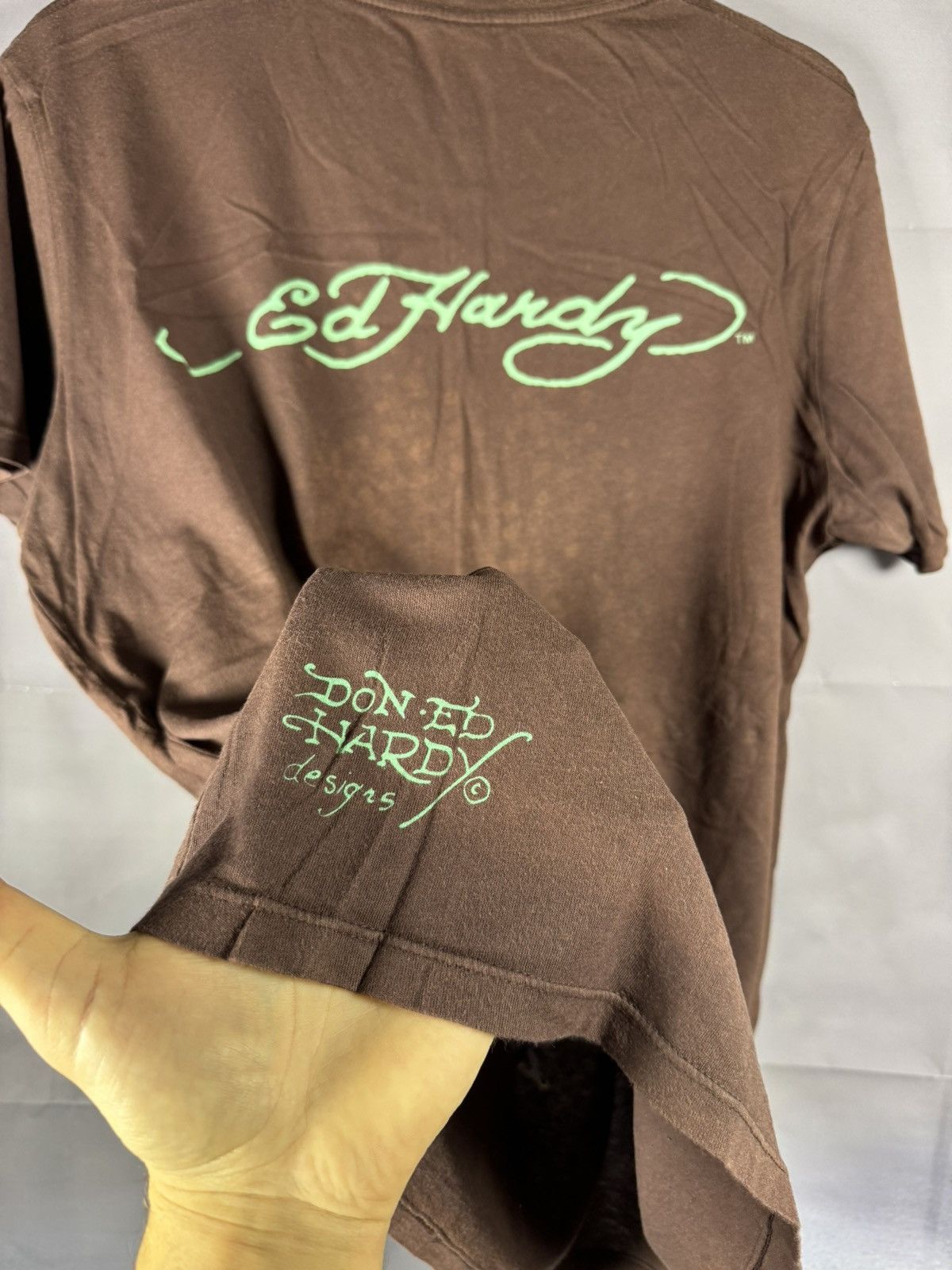 Designer × Ed Hardy Don Ed Hardy Brown Bulldog Graphics Printer Logo T Shirt M Size US M / EU 48-50 / 2 - 12 Thumbnail