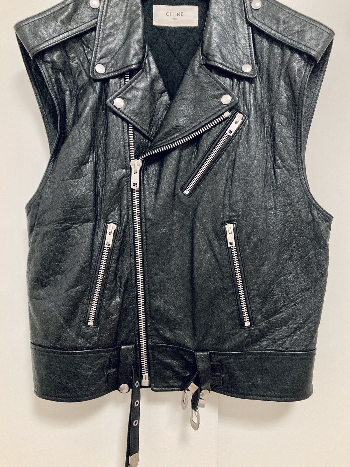Celine CELINE BY HEDI SLIMANE 22SS RUNWAY BIKER LEATHER VEST Size US S / EU 44-46 / 1 - 2 Thumbnail