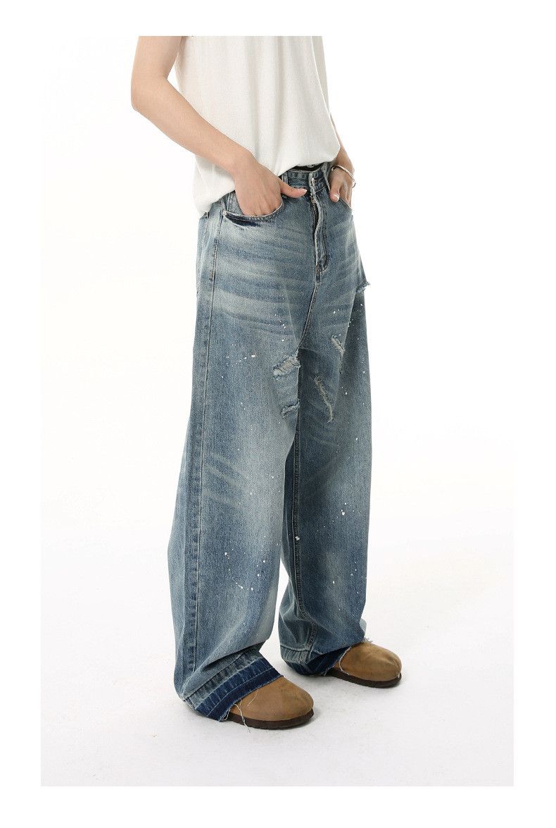 Japanese Brand × Jean Japanese retro whisker wash pattern raw edge scimitar jeans Size US 32 / EU 48 - 2 Thumbnail