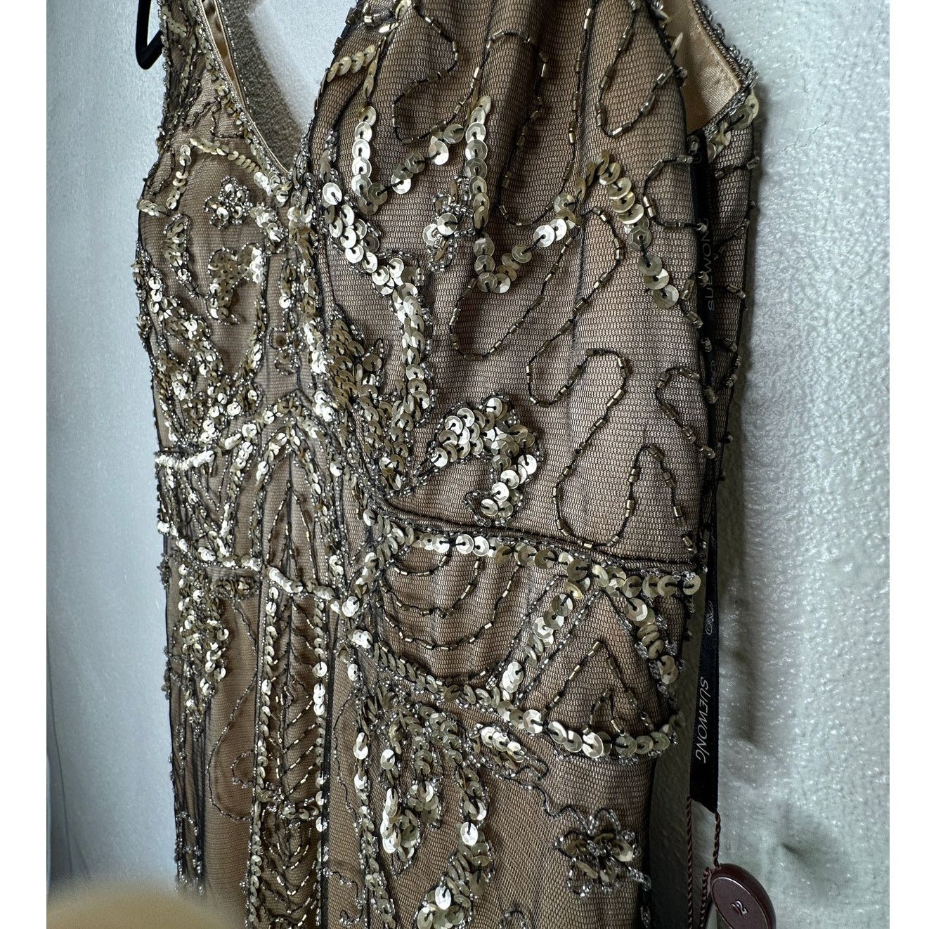 Other NWT Sue Wong Beaded Gold Top Black Fringe Bottom Dress 8 Size M / US 6-8 / IT 42-44 - 5 Thumbnail