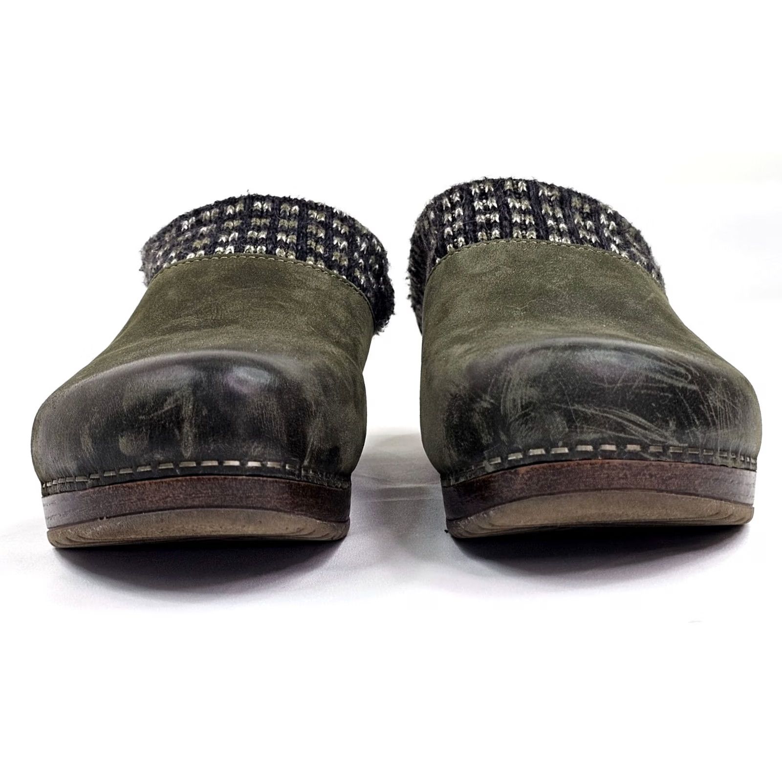 Dansko VINTAGE Dansko Bev Clogs Slide Mule Women EU 38 US 8 Burnished Green Leather EUC Size US 8 / IT 38 - 2 Thumbnail