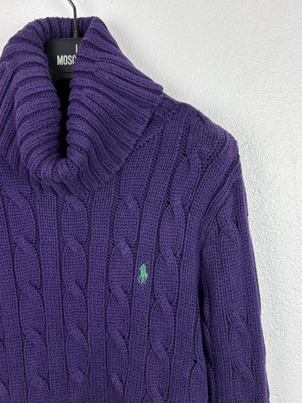 Polo Ralph Lauren Polo Ralph Lauren Cable Knit Turtleneck Sweater In Purple Size L / US 10 / IT 46 - 2 Thumbnail
