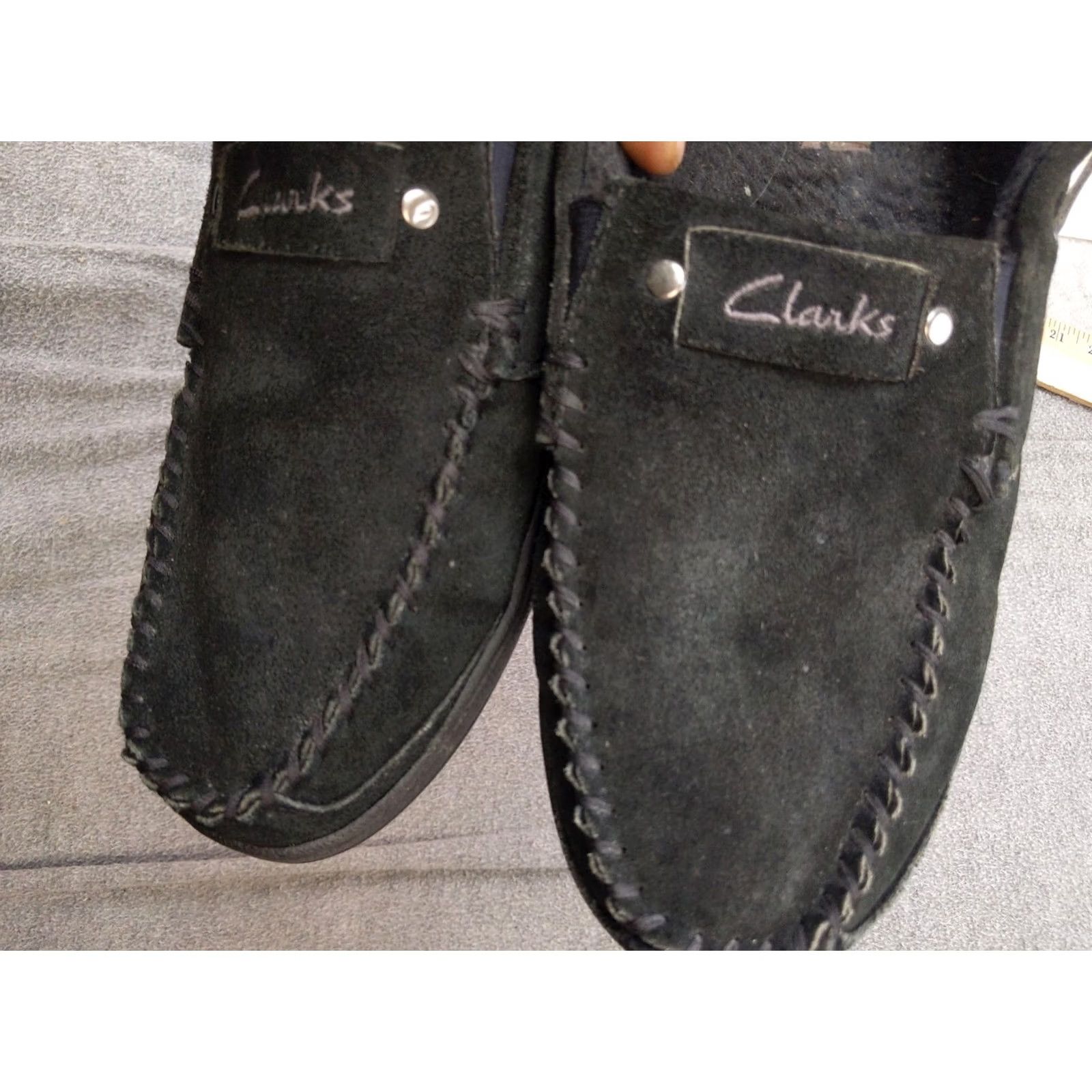 Clarks Clarks Andy Shoes Mens Size 11 Black Suede Moccasin Slippers Fleece Lined Size US L / EU 52-54 / 3 - 5 Thumbnail