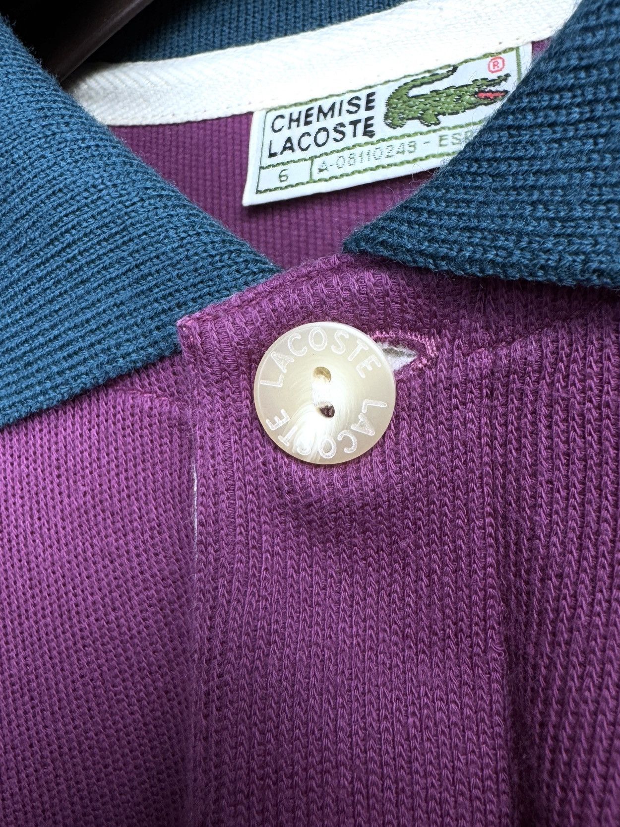 Lacoste Chemise Lacoste 1933 vintage 90s purple green rugby polo Size US XL / EU 56 / 4 - 7 Thumbnail