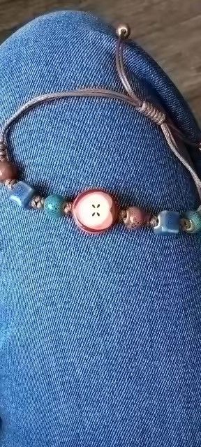 Jewelry Handmade Apple Ceramic Bracelet Adjustable Woven Cord Size ONE SIZE - 4 Thumbnail
