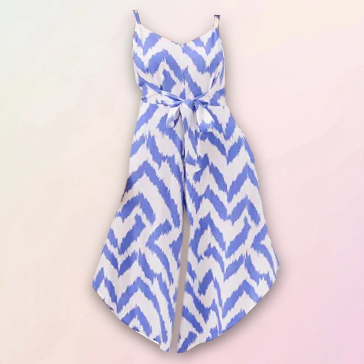 Macys MSK, Chevron Printed, Tie-Front Genie-Leg Midi Jumpsuit Size 30" / US 8 / IT 44 - 1 Thumbnail