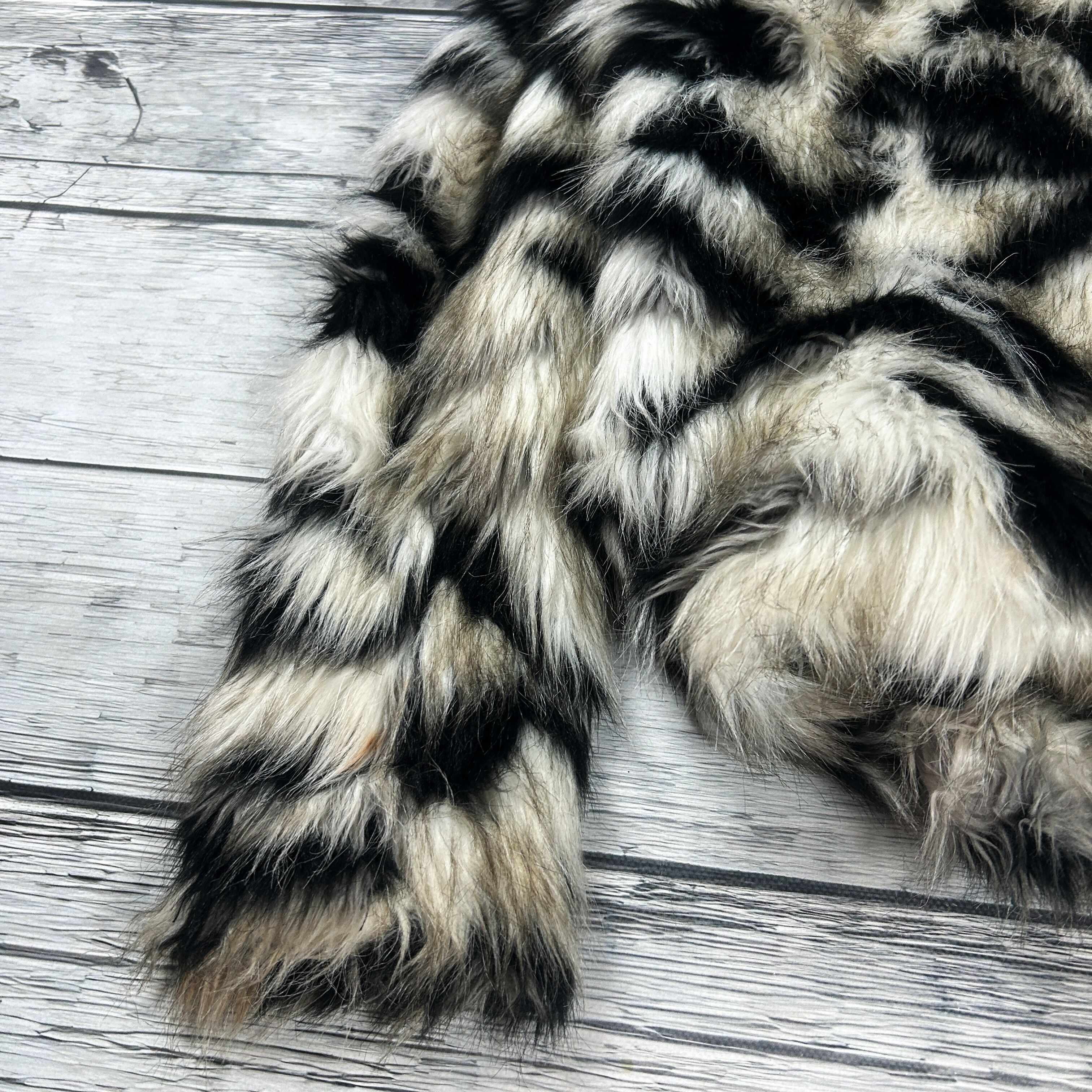Japanese Brand Faux Fur Jacket Cropped Patchwork Grunge Coquette Y2K Core Size US S / EU 44-46 / 1 - 7 Thumbnail