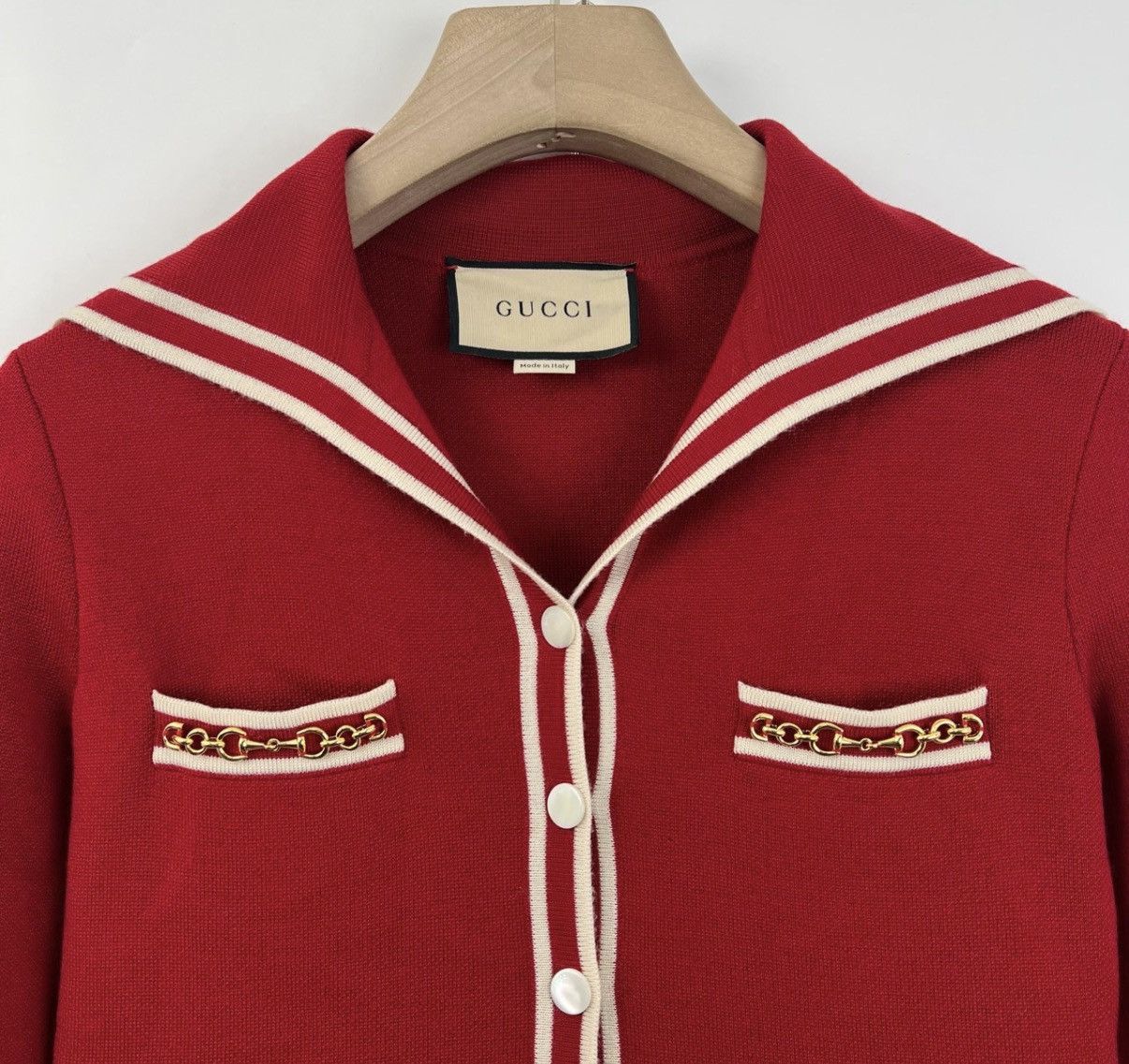 Gucci Gucci/Red Horsebit Chain Knit Dress K12 Size XS / US 0-2 / IT 36-38 - 4 Thumbnail