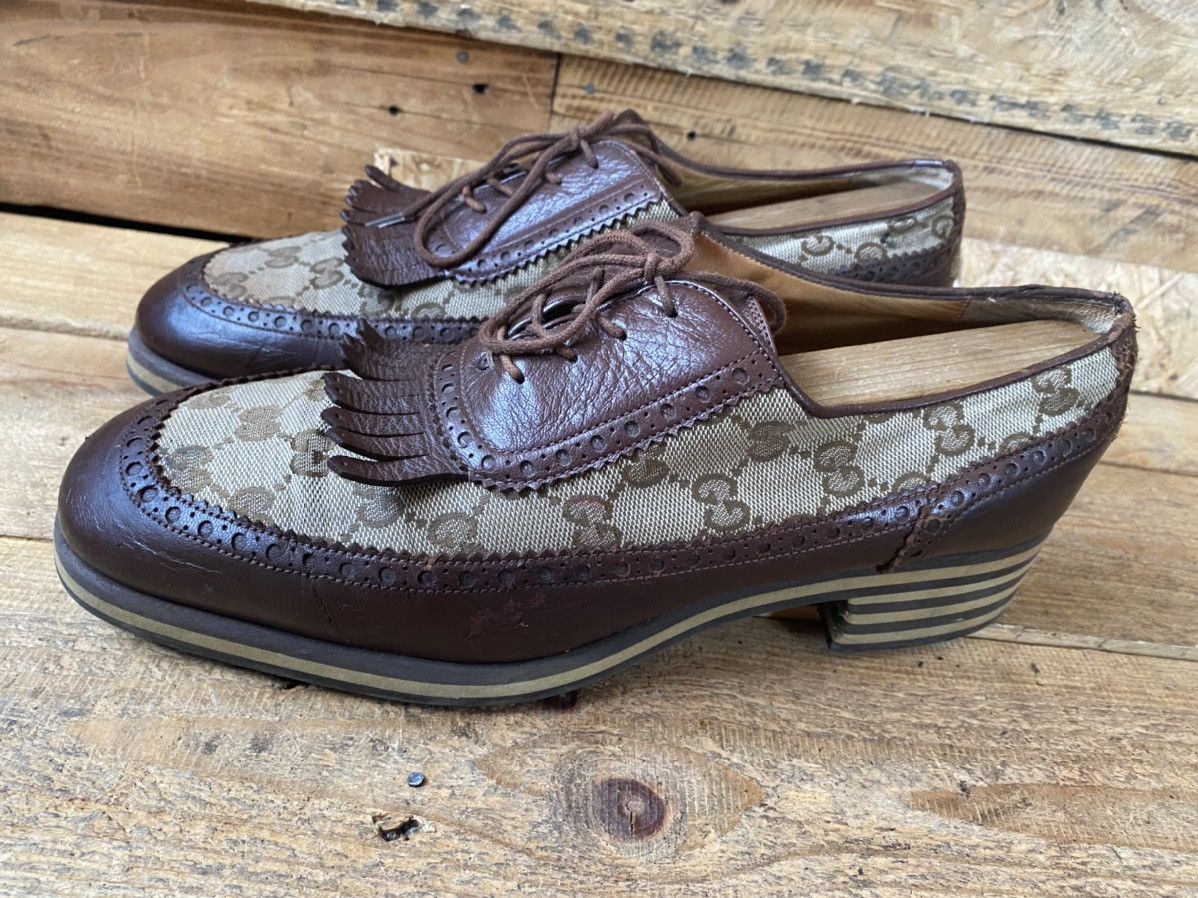 Dapper Dan × Gucci × Vintage Gucci GG logo monogram print casual heeled brouges shoe sz42 Size US 9 / EU 42 - 8 Thumbnail