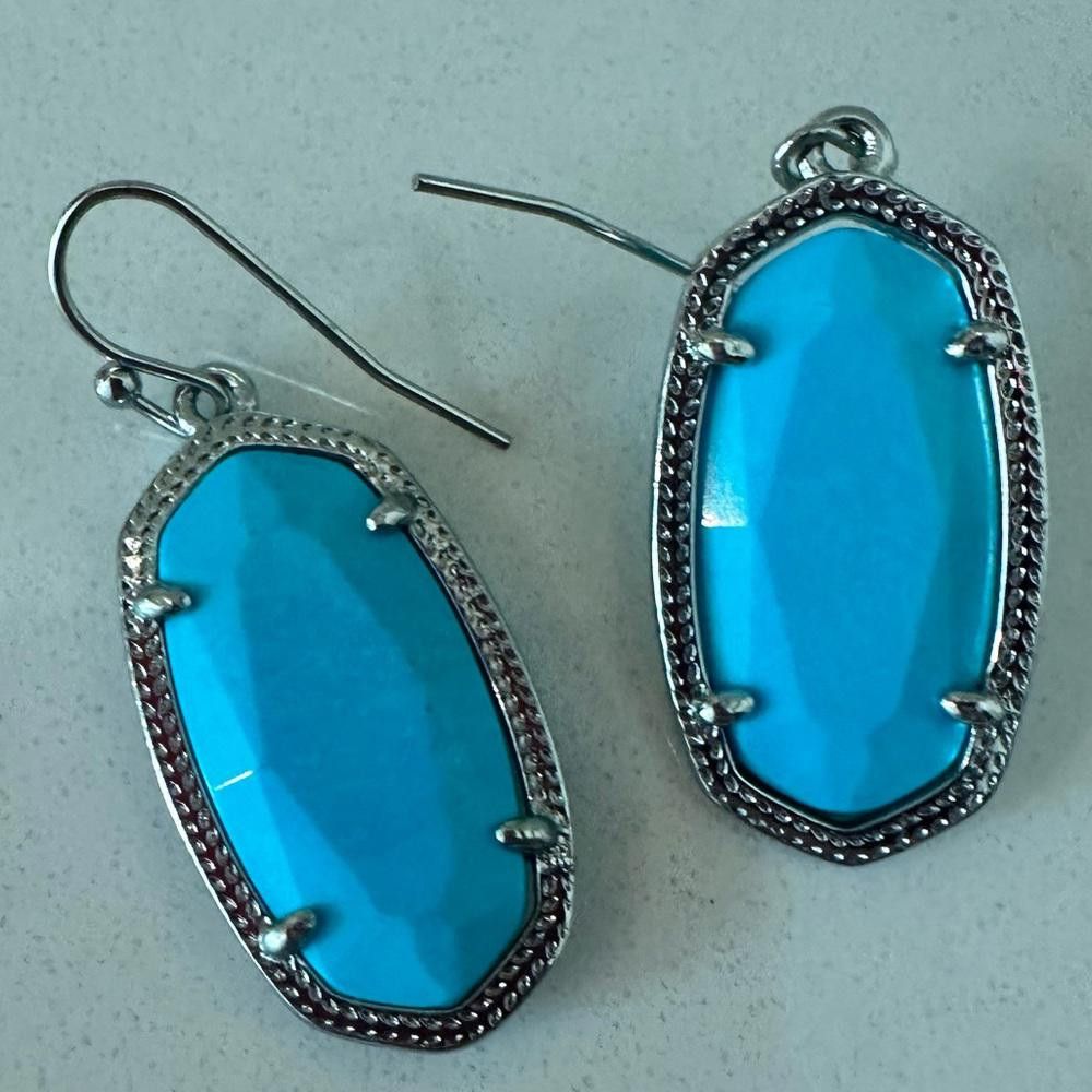 Kendra Scott Kendra Scott Dani Turquoise Blue Magnesite Silver Earrings Size ONE SIZE - 5 Thumbnail