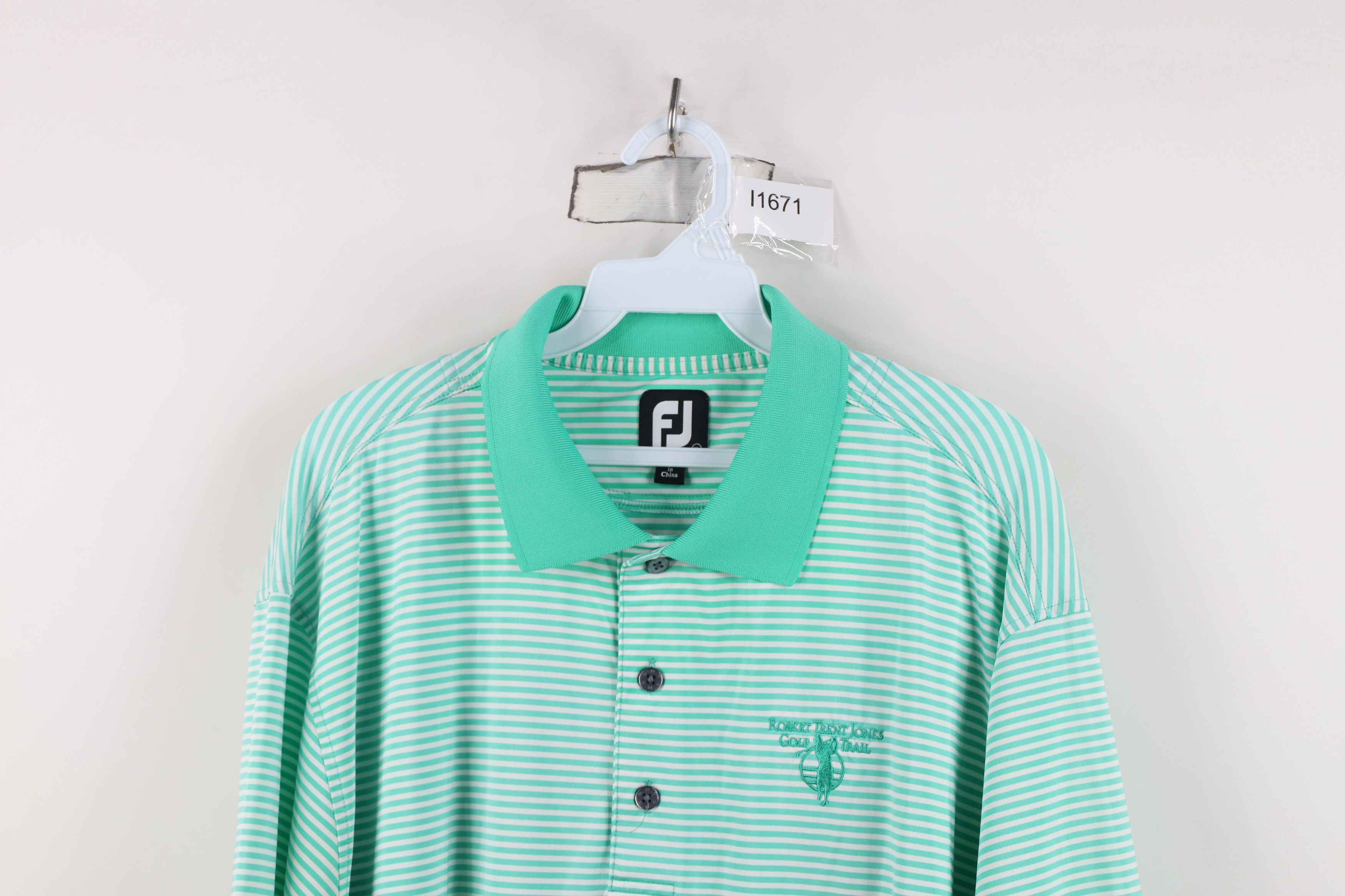 Footjoy FootJoy Logo Stretch Striped Collared Golf Polo Shirt Green Size US XL / EU 56 / 4 - 2 Thumbnail