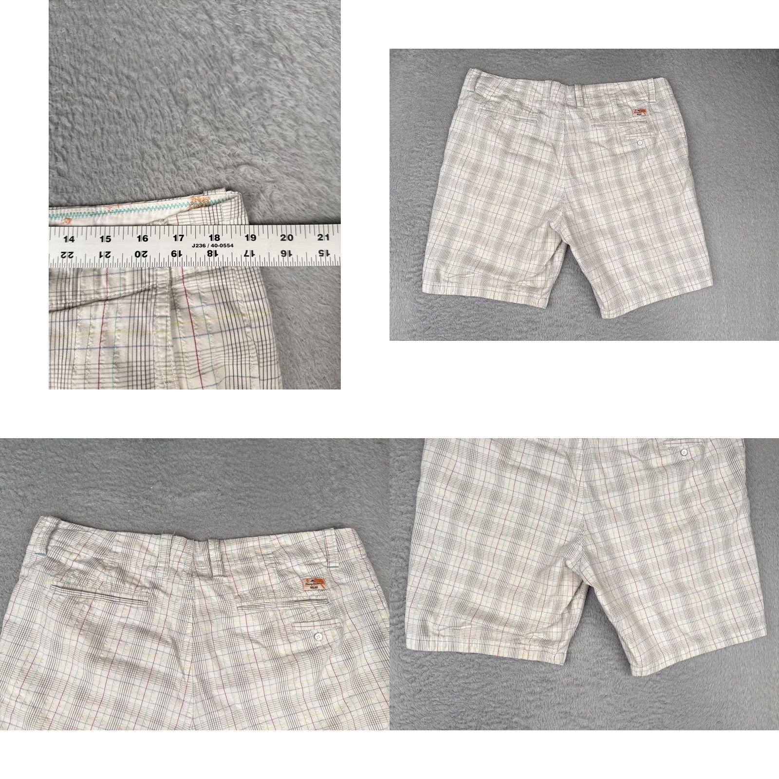 Tommy Bahama Tommy Bahama Relax Shorts Mens 36 Beige Seersucker Plaid Cotton Zip Fly Casual Size US 36 / EU 52 - 9 Thumbnail