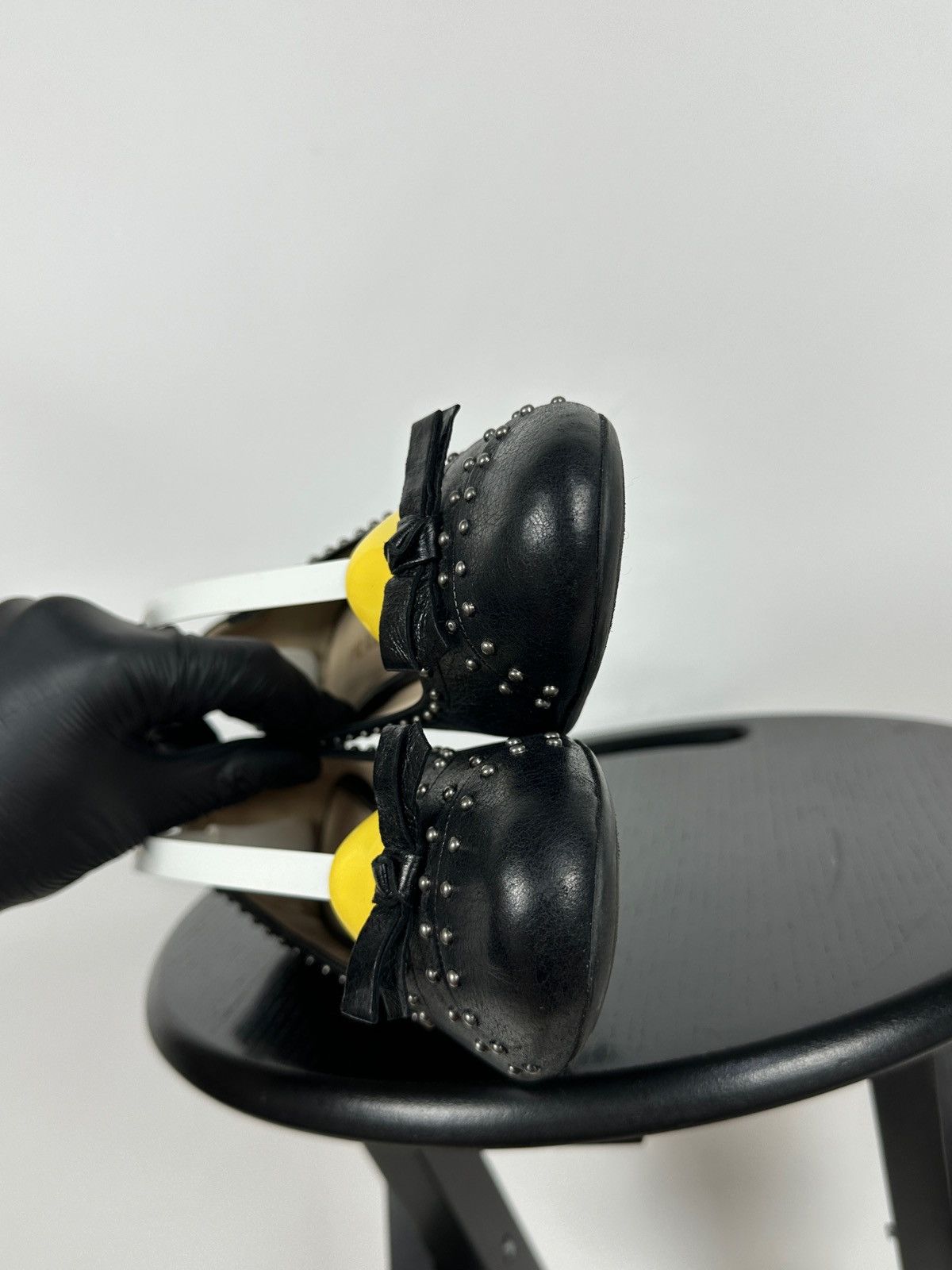 Prada Prada Black Leather Studded Bow Kitten Heels Pumps Size US 9 / IT 39 - 20 Thumbnail