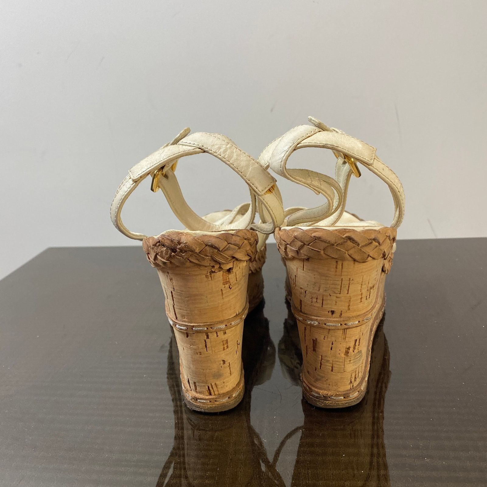 Prada Prada Cork Wedge Leather Ankle Strap Sandals Women's 40.5 Size US 10.5 / IT 40.5 - 5 Thumbnail