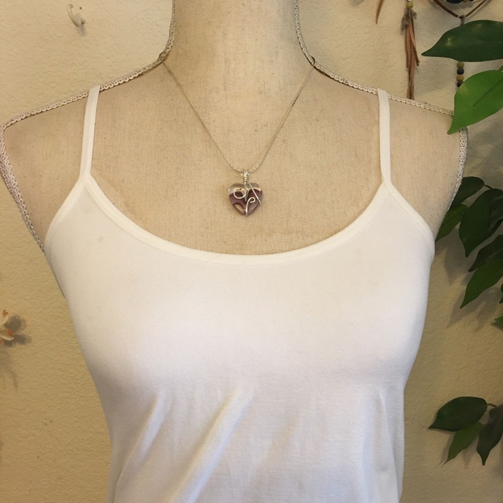 Handmade Hand crafted heart glass pendant on chain necklace Size ONE SIZE - 3 Thumbnail