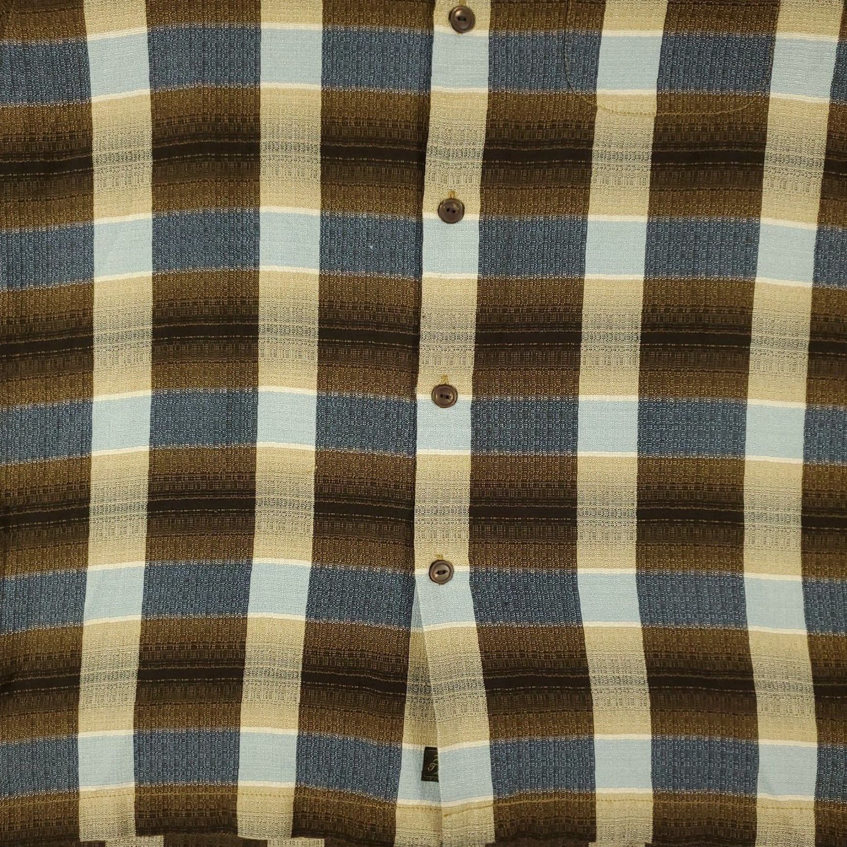 Tommy Bahama Tommy Bahama Shirt Mens Medium Brown Plaid Silk Hawaiian Button Up Short Sleeve Size US M / EU 48-50 / 2 - 3 Thumbnail