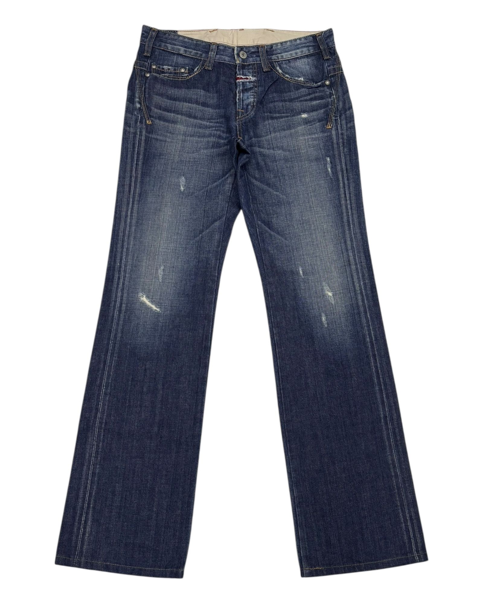 Marithe + Francois Girbaud MARITHE Francois GIRBAUD Straight Cut Distressed Denim Jean Size US 32 / EU 48 - 1 Thumbnail