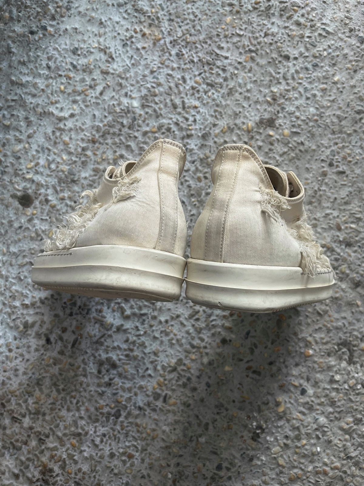 Rick Owens DRKSHDW Distressed Low-Top Denim Sneakers – Off-White Size US 6 / EU 39 - 6 Thumbnail