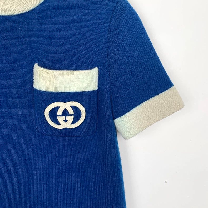 Gucci Gucci Blue double Glogo round-neck wool knitted short-sleev Size XS / US 0-2 / IT 36-38 - 4 Thumbnail