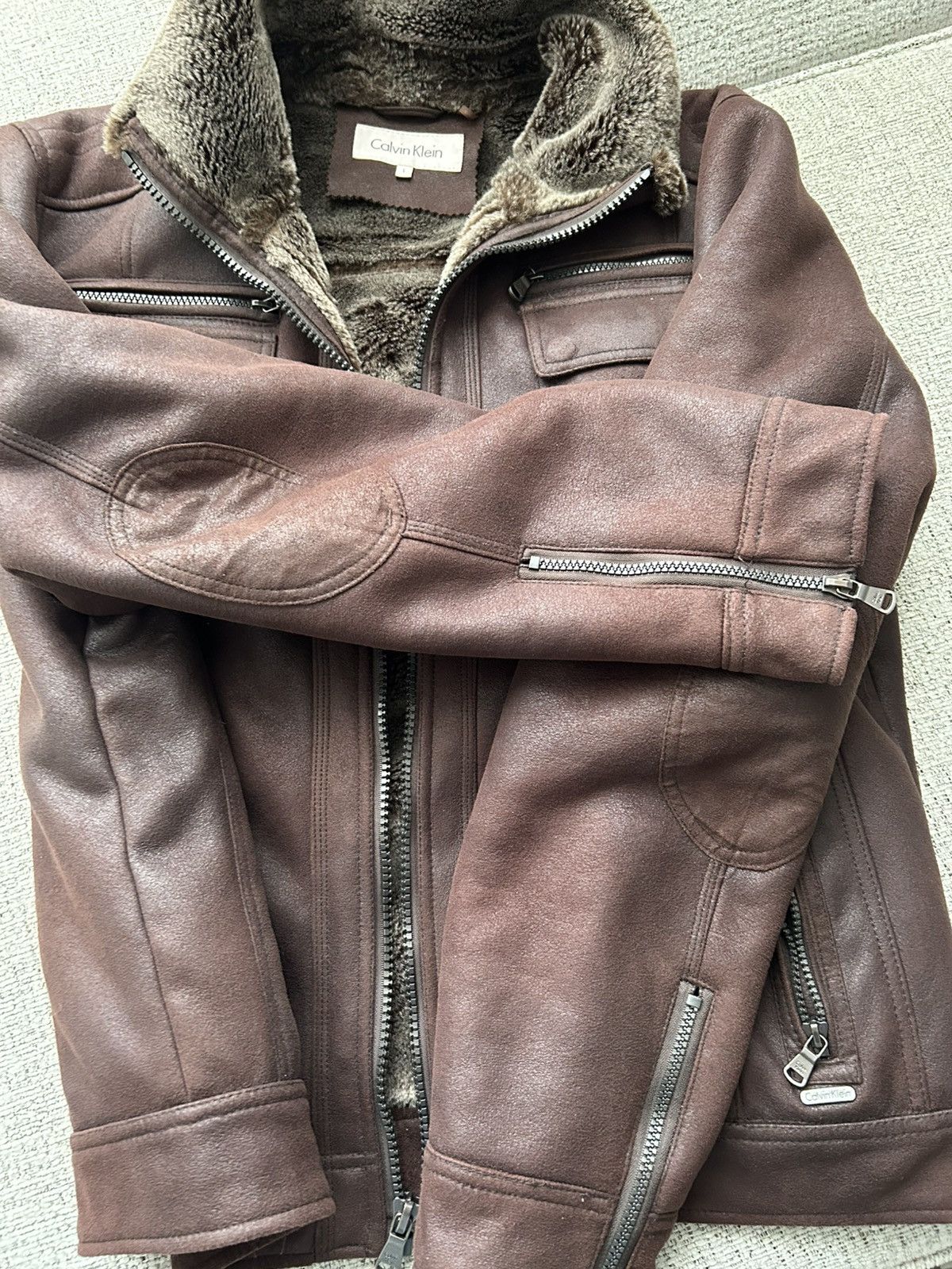 Calvin Klein Fur lined leather jacket Size US XL / EU 56 / 4 - 3 Thumbnail