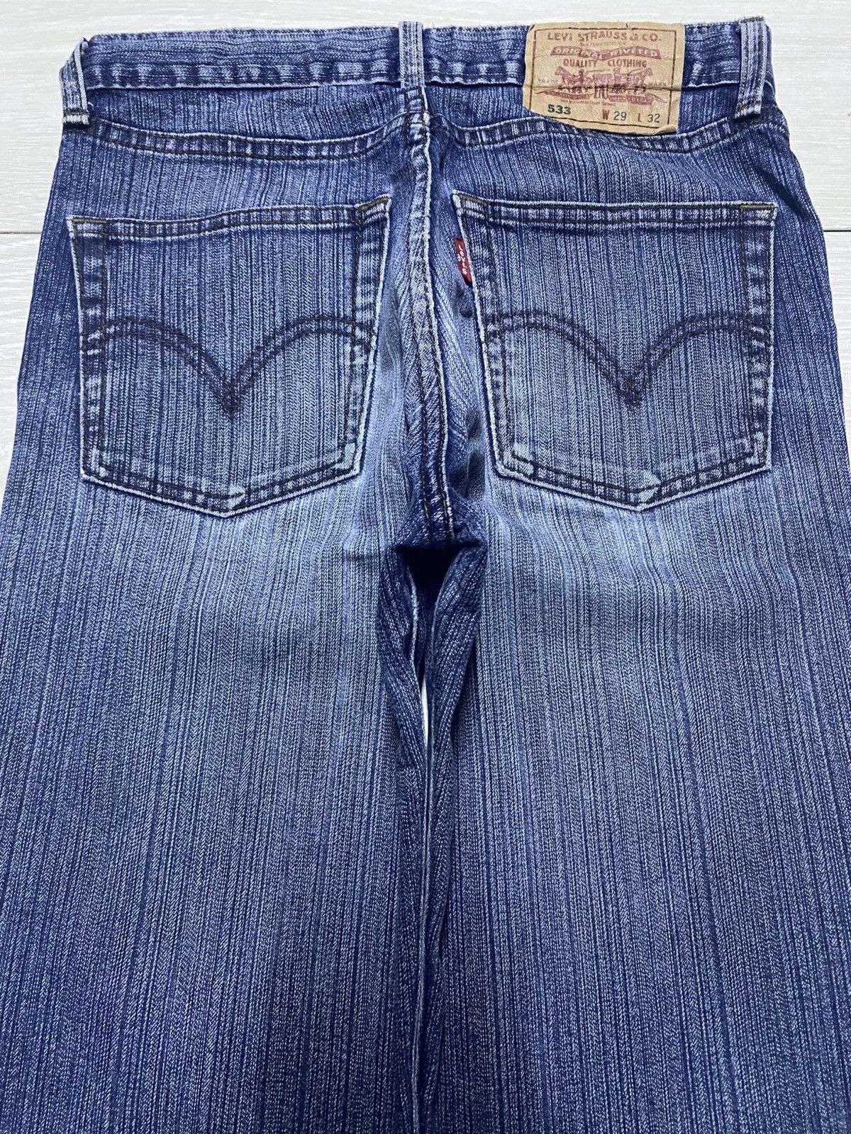 Levi's Vintage Levis 553 Blue Wash Distressed Slim Fit Jeans Size US 32 / EU 48 - 4 Thumbnail