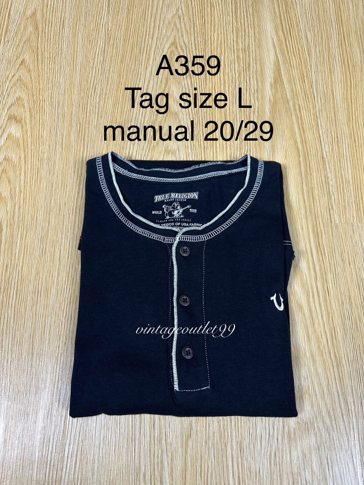 True Religion Y2k True Religion Henley Embroidery Logo Black Tshirt A359 Size US L / EU 52-54 / 3 - 10 Thumbnail