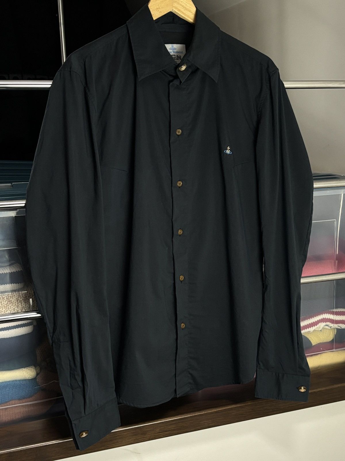 Vivienne Westwood Vivienne Westwood Dark Navy Button Up Luxury Vintage Shirt Size US XL / EU 56 / 4 - 2 Thumbnail