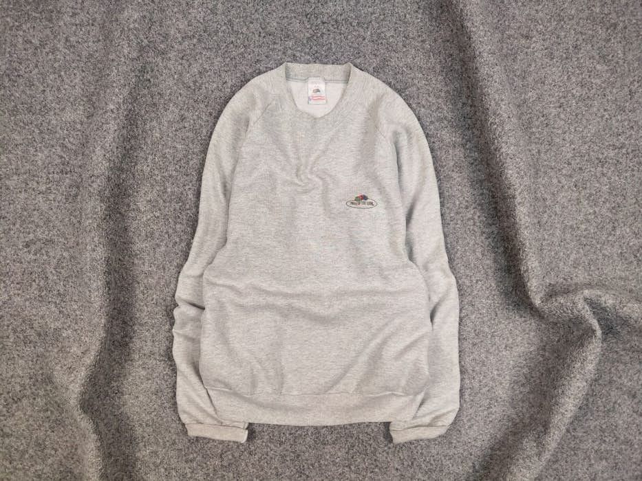 Fruit Of The Loom Vintage 90's Fruit Of The Loom Blank Crew Chek Sweatshirt Size US M / EU 48-50 / 2 - 1 Thumbnail