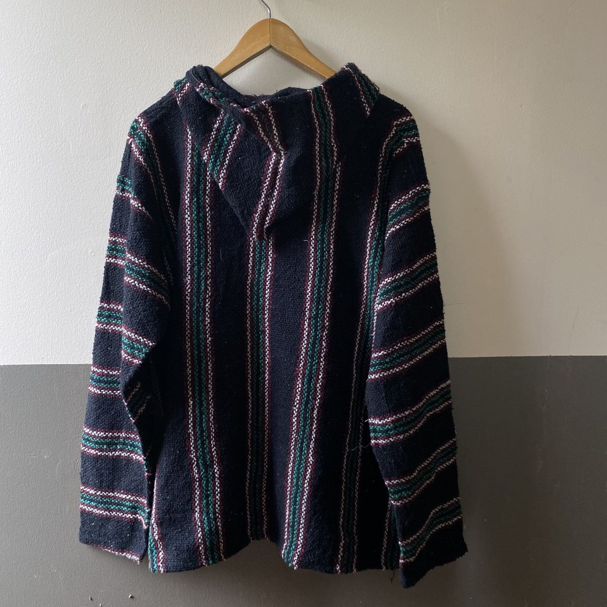 Vintage Black Striped Baja Hoodie Pullover Size US L / EU 52-54 / 3 - 2 Thumbnail