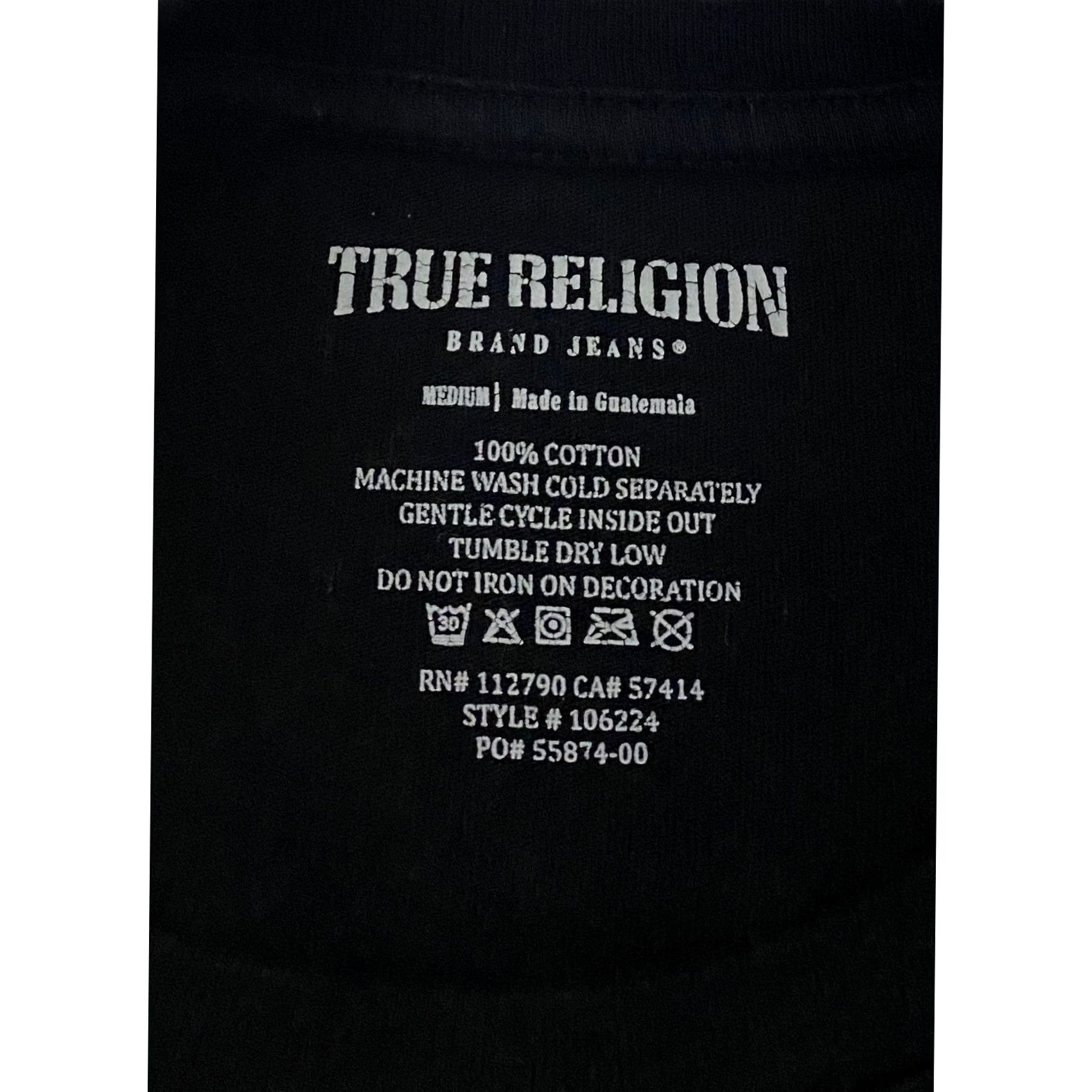True Religion TRUE RELIGION T-Shirt Mens M Black Buddha Guitar Back Print Logo Graphic Tee Size US M / EU 48-50 / 2 - 5 Thumbnail