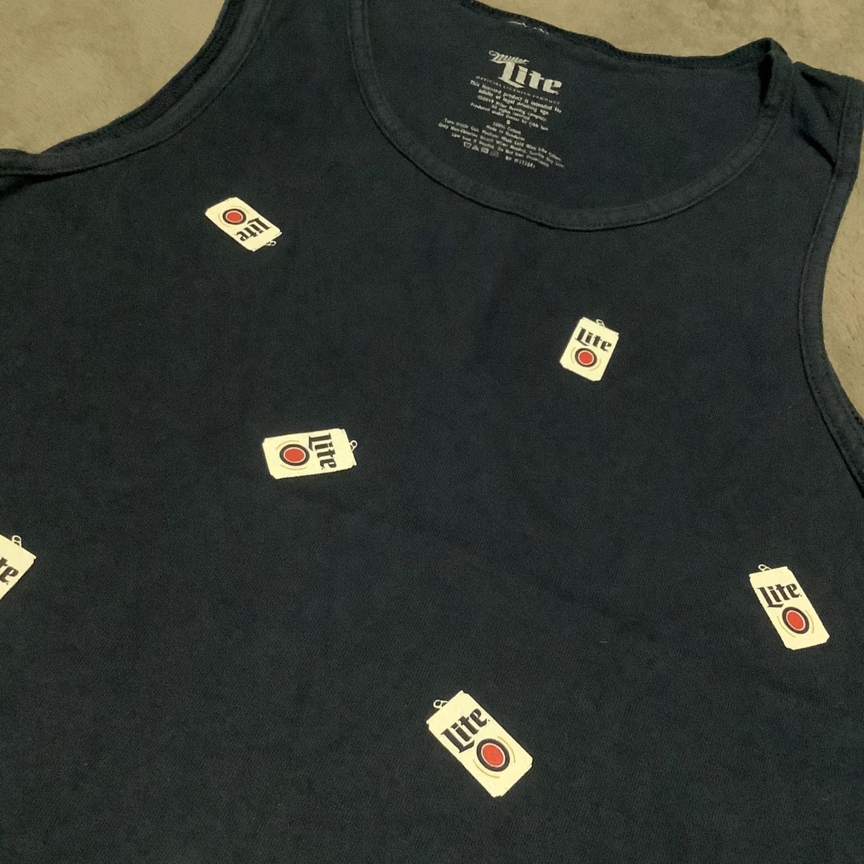 Vintage Miller Lite Tank Top Men S Sleeveless All Over Beer Can Print Blue Size S Round Neck Cotton/Polyester Logo Double-Sided N/A Size US S / EU 44-46 / 1 - 3 Thumbnail