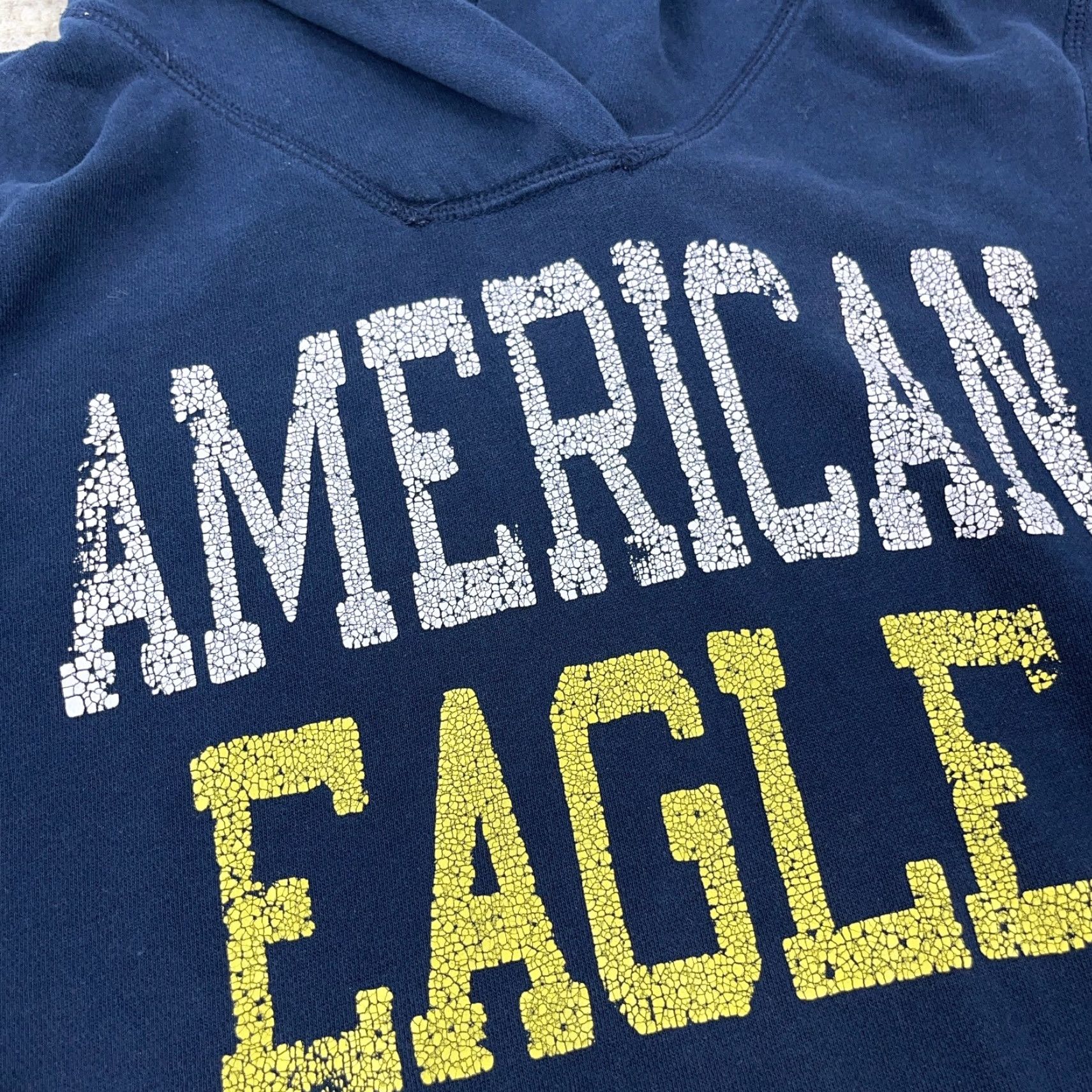 American Eagle Outfitters VINTAGE American Eagle Hoodie Women L Blue Faded Worn Spell Out AEO 77 Logo Zipper Hooded Pockets Pullover All Seasons Modern Preppy 90s Mens Womens Size L / US 10 / IT 46 - 4 Thumbnail