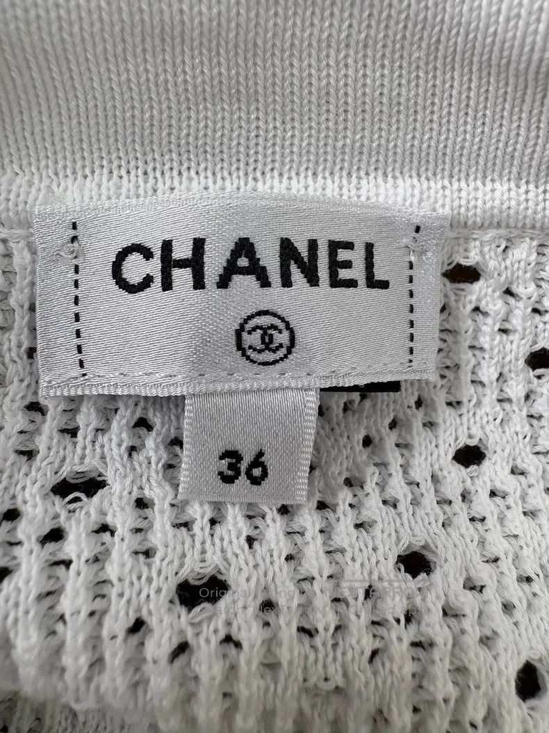 Chanel Chanel 24P white hollow lapel long-sleeved knitted dress Size XS / US 0-2 / IT 36-38 - 5 Thumbnail