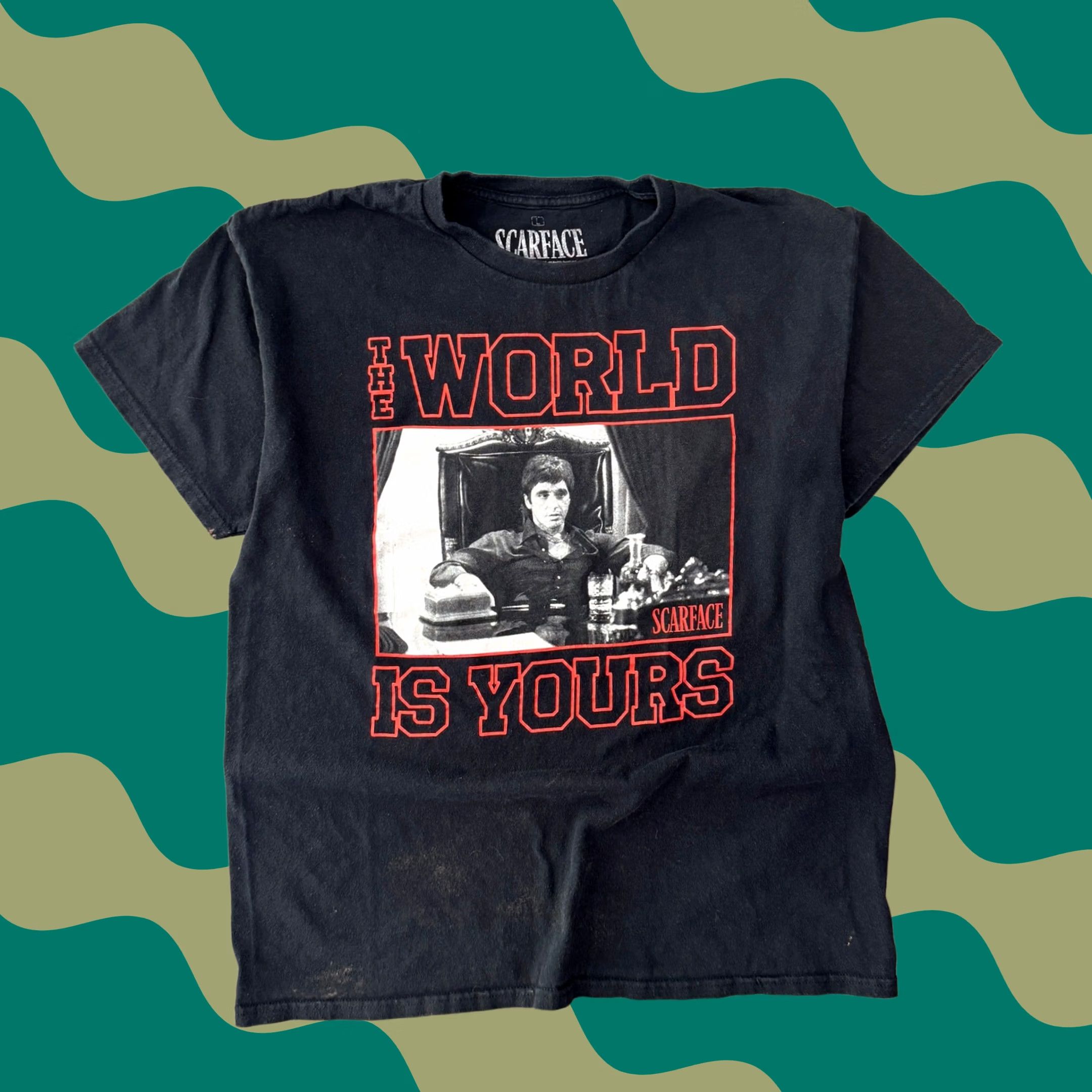 Vintage VINTAGE Scarface Black Graphic Tee The World Is Yours Adult L Mens Size ONE SIZE - 1 Thumbnail
