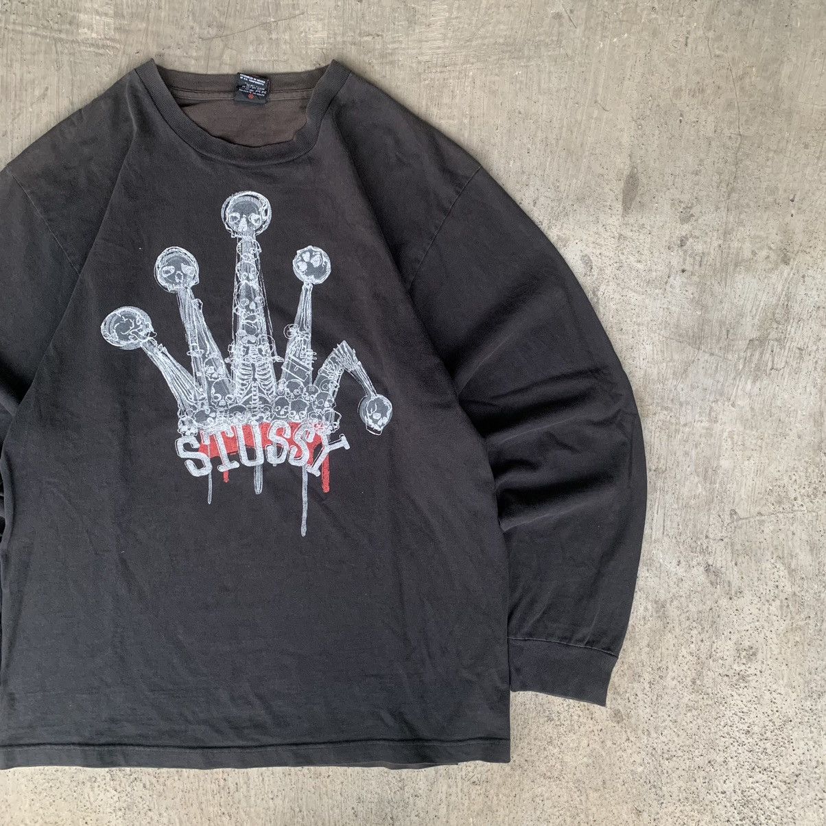 Stussy × Vintage Stussy early 00’s longshirt skullcrown front print Size US L / EU 52-54 / 3 - 4 Thumbnail