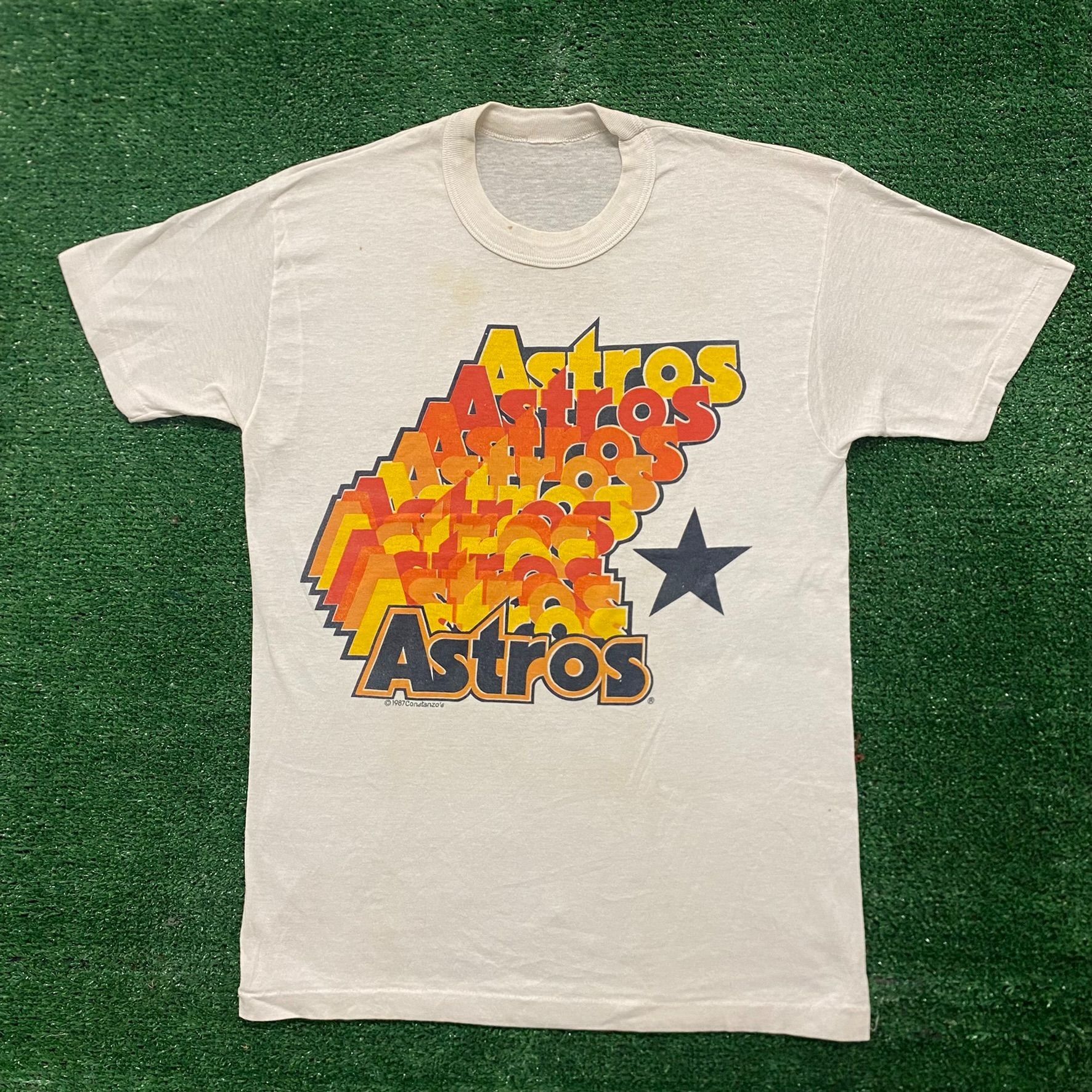 vintage HOUSTON ASTROS BASEBALL JERSEY 80s retro t-shirt S