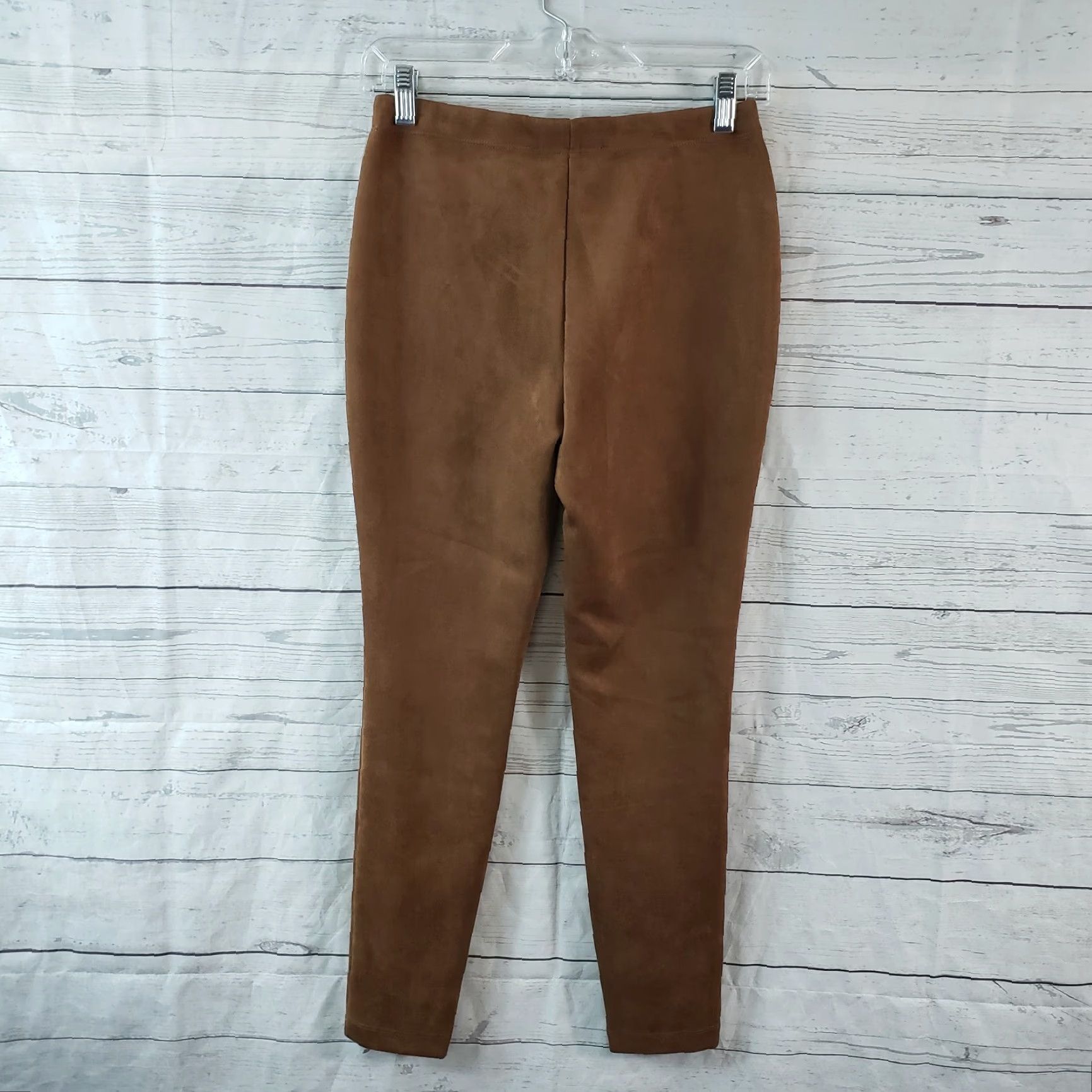 Vintage Catherine Malandrino Womens Pants PS Brown Faux Leather Skinny Pull On Cropped 25 Inseam Womens Pants Brown PS Size 28" / US 6 / IT 42 - 3 Thumbnail