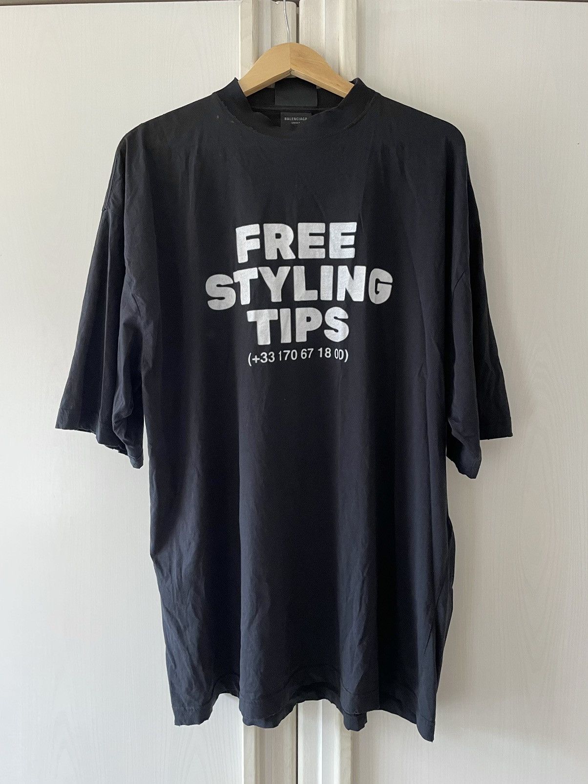 Pre-owned Balenciaga Mud Show Oversized Free Styling Tips T-shirt (m) In Black